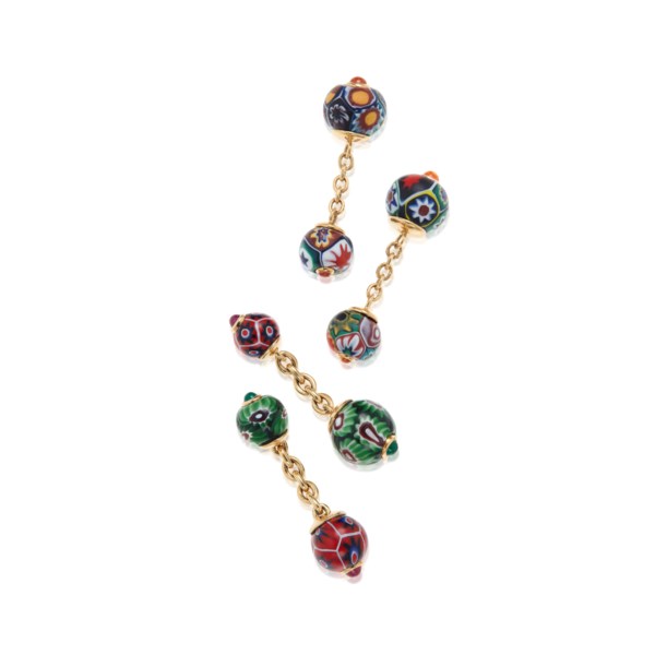 NO RESERVE TAFFIN TWO PAIRS OF GLASS AND MULTI-GEM CUFFLINKS