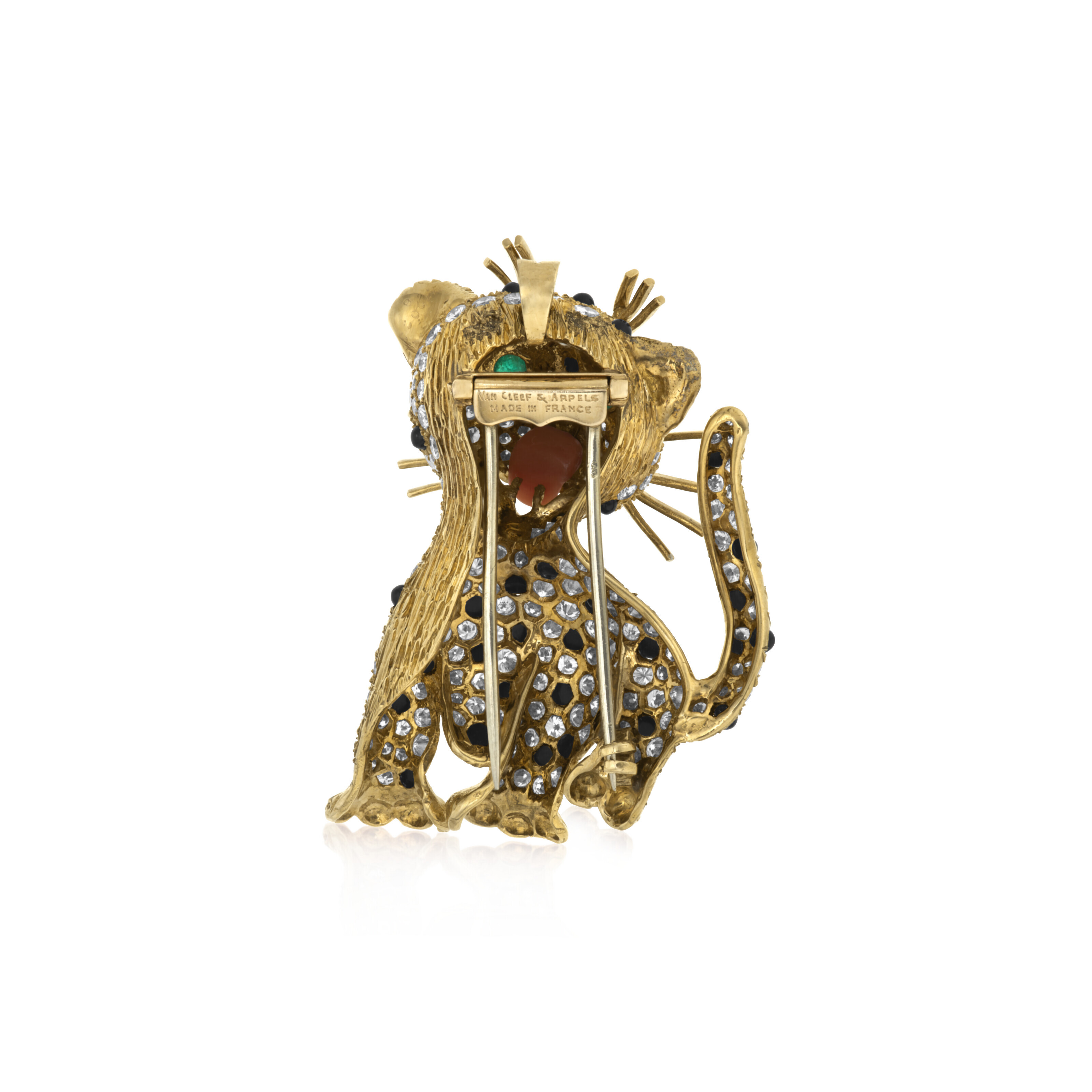 VAN CLEEF & ARPELS DIAMOND AND MULTI-GEM LEOPARD BROOCH, | Christie's