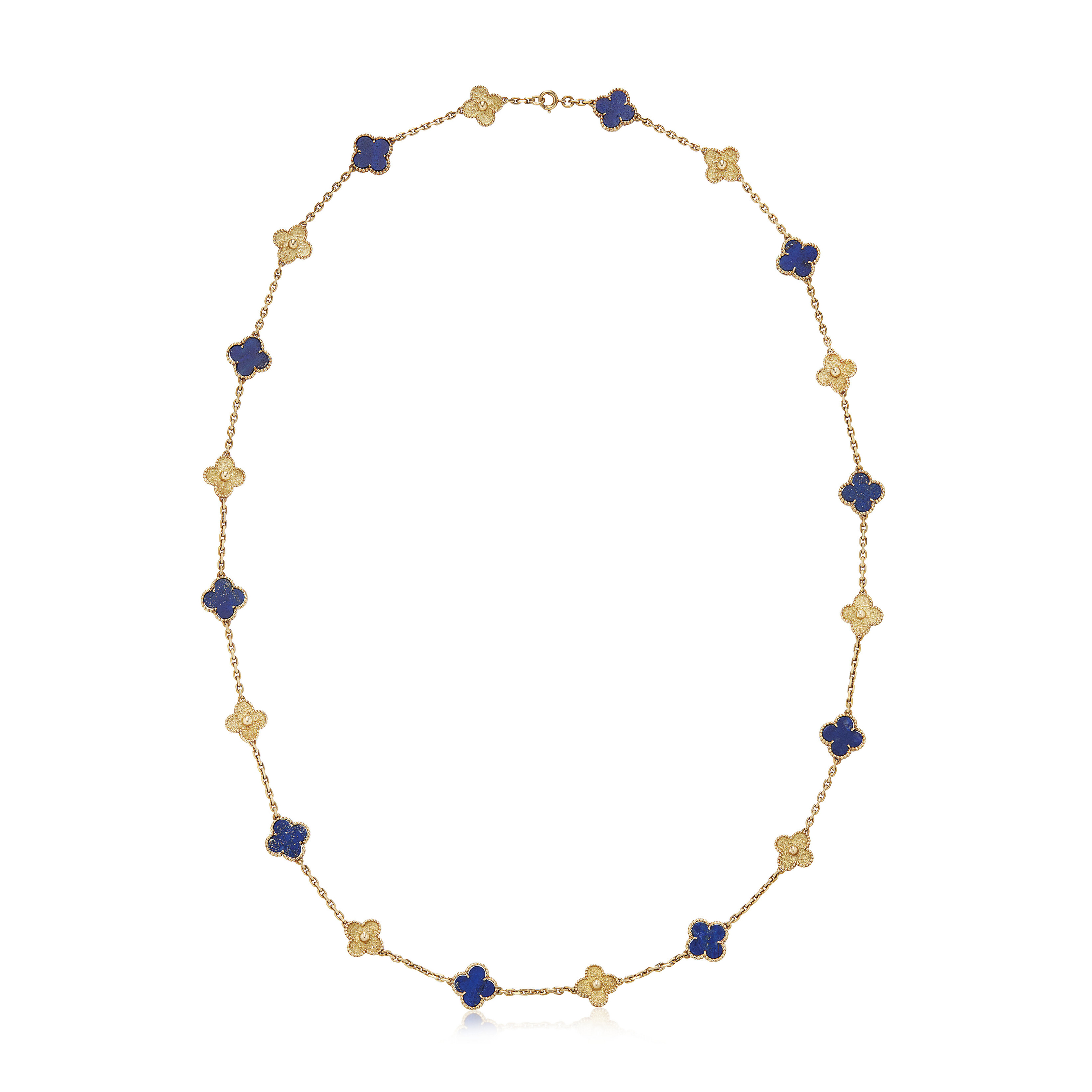 VAN CLEEF & ARPELS LAPIS LAZULI AND GOLD 'VINTAGE ALHAMBRA' NECKLACE