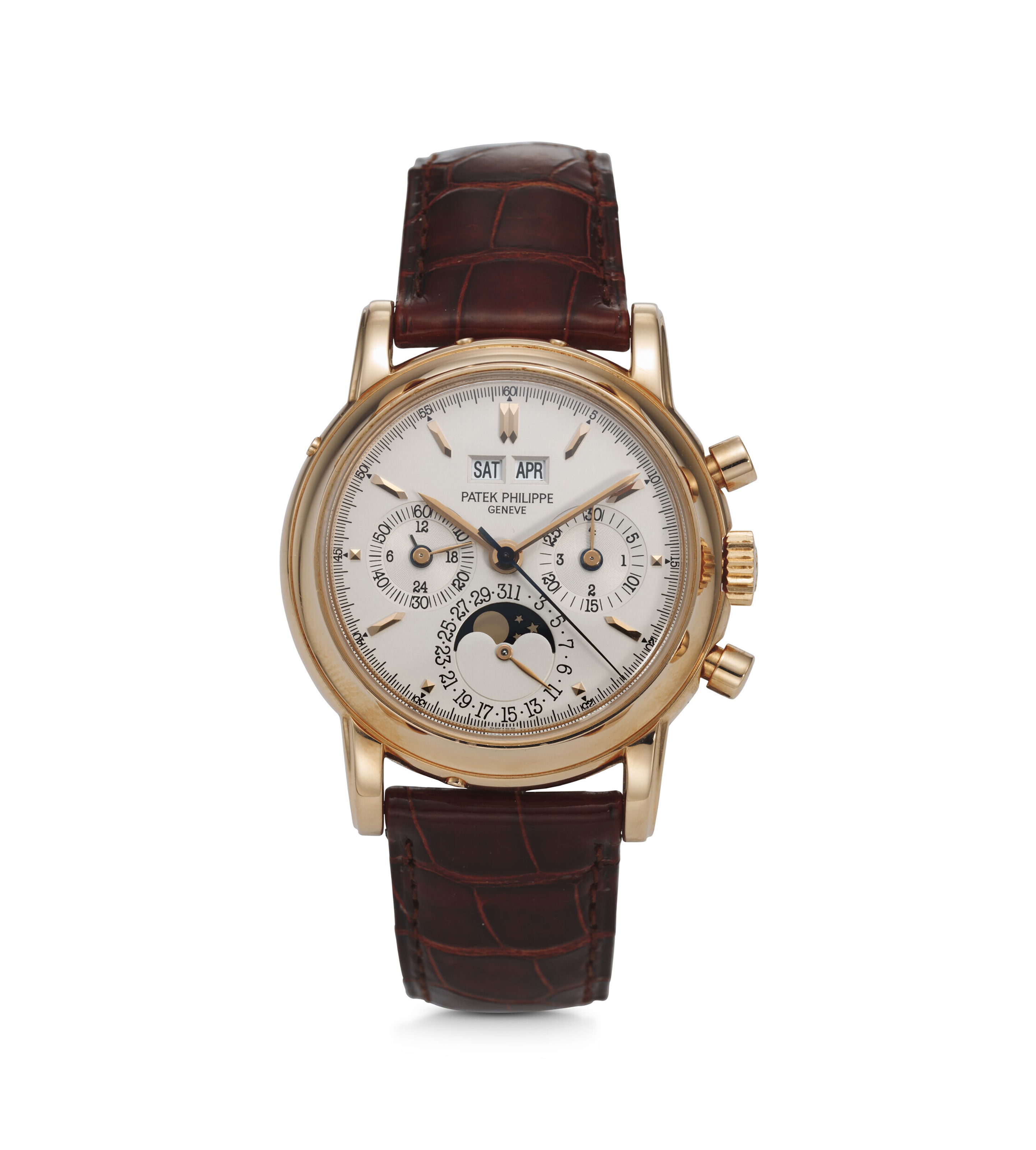 PATEK PHILIPPE REF. 5004R 018 A VERY ATTRACTIVE BLACK DIAL 18K ROSE GOLD PERPETUAL CALENDAR SPLIT SECOND CHRONOGRAPH WRISTWATCH Christie s