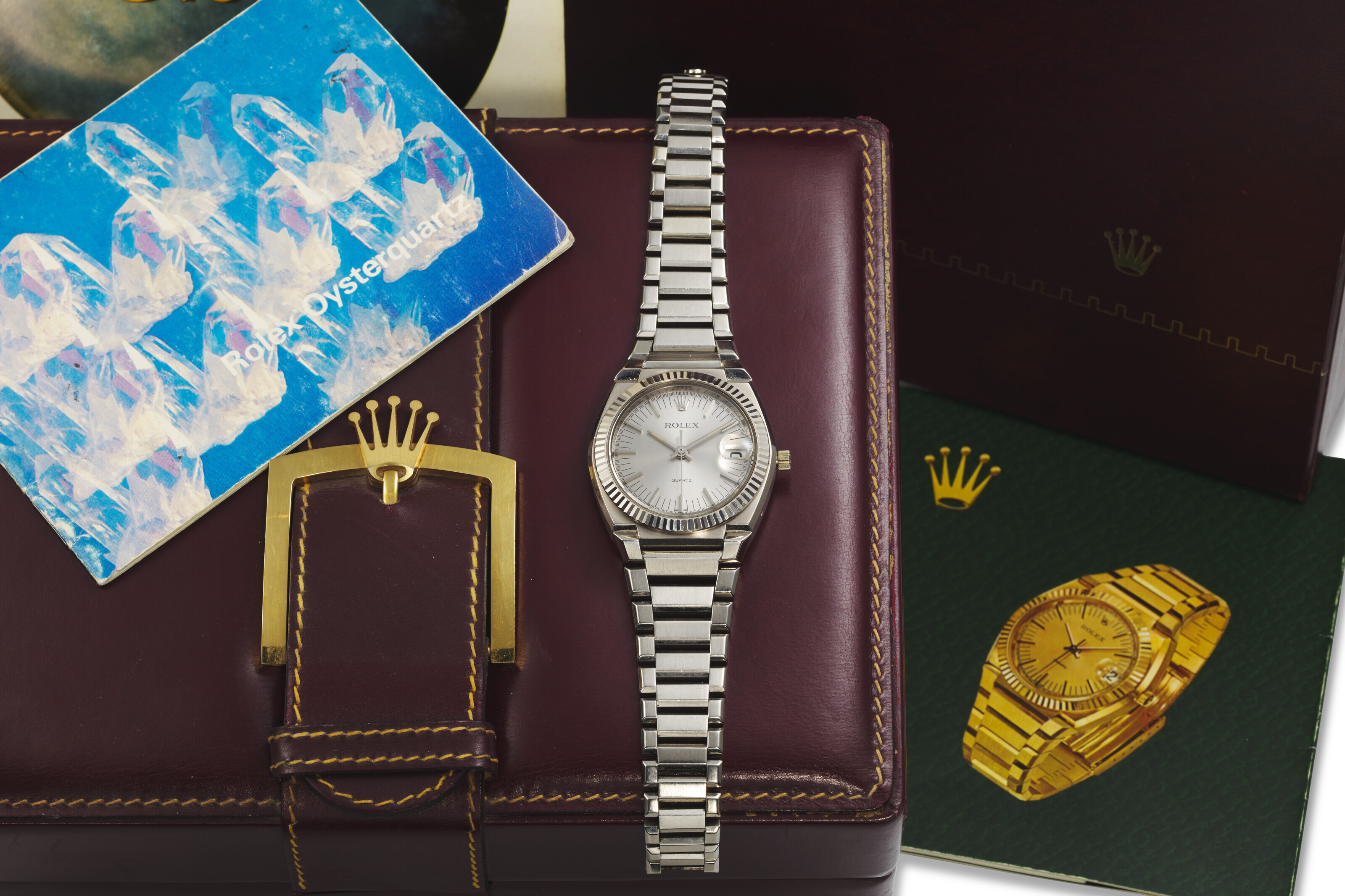 ROLEX REF. 5100 BETA 21 AN EXTREMELY RARE QUARTZ POWERED 18K WHITE GOLD WRISTWATCH WITH SWEEP CENTER SECONDS AND DATE NUMBERED 773 Christie s