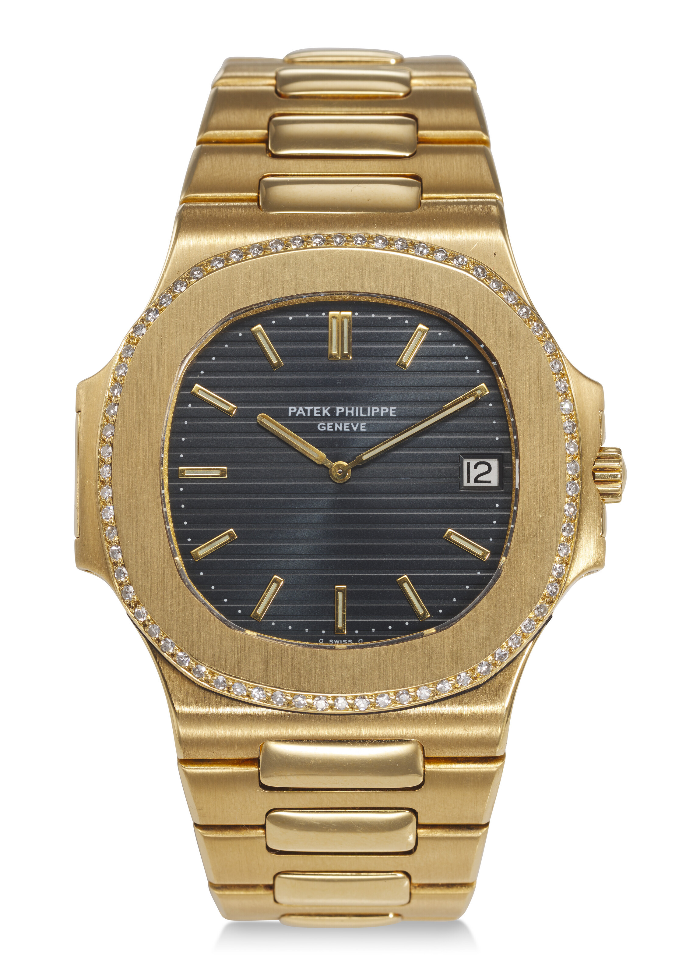 PATEK PHILIPPE REF. 3700 4 NAUTILUS AN EXTREMELY RARE AND ATTRACTIVE 18K YELLOW GOLD AND DIAMOND SET BRACELET WATCH WITH DATE Christie s
