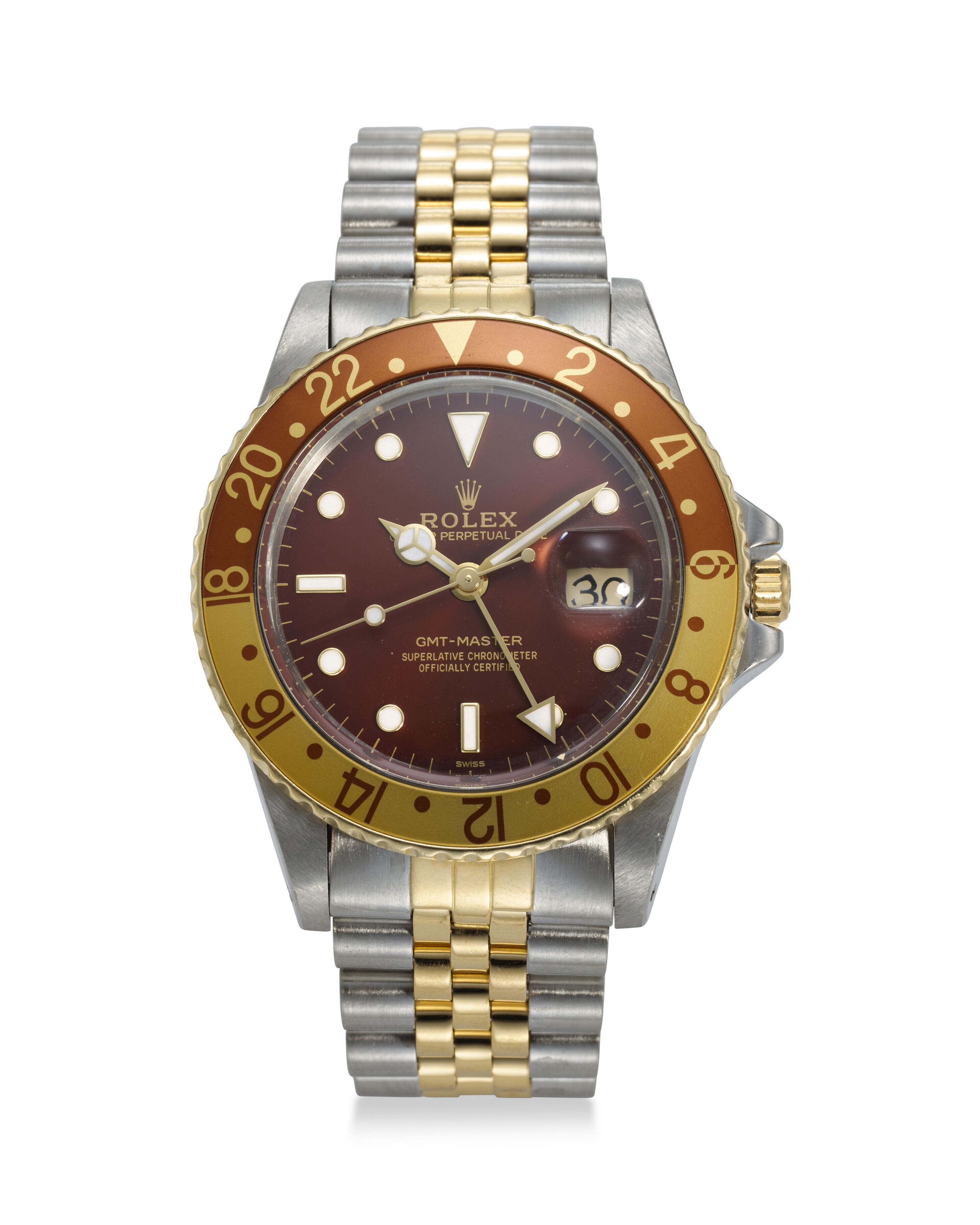 ROLEX REF. 16753 GMT MASTER ROOTBEER AN ATTRACTIVE 18K YELLOW