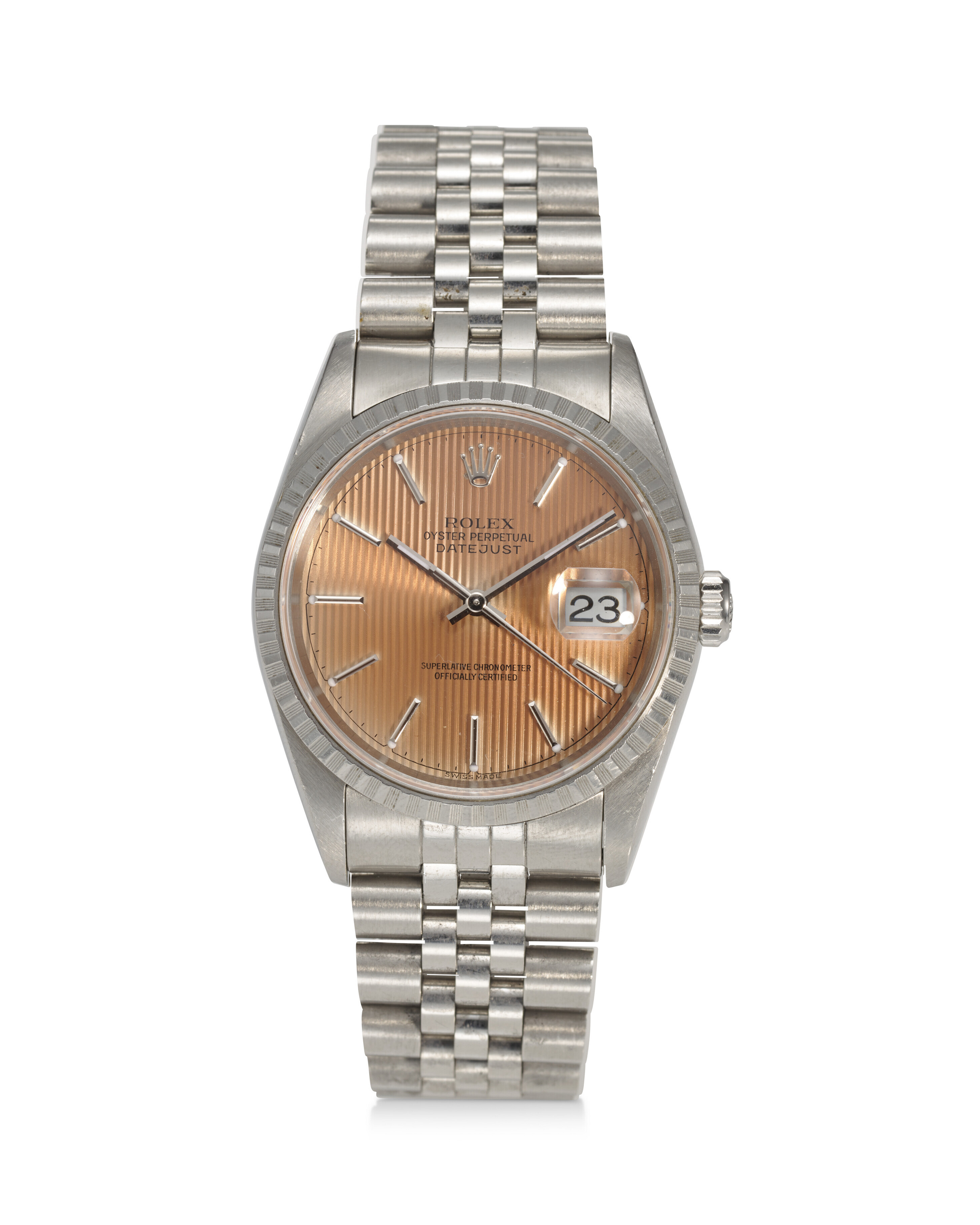 ROLEX, 16220, DATEJUST, A FINE STEEL WRISTWATCH WITH TROPICAL