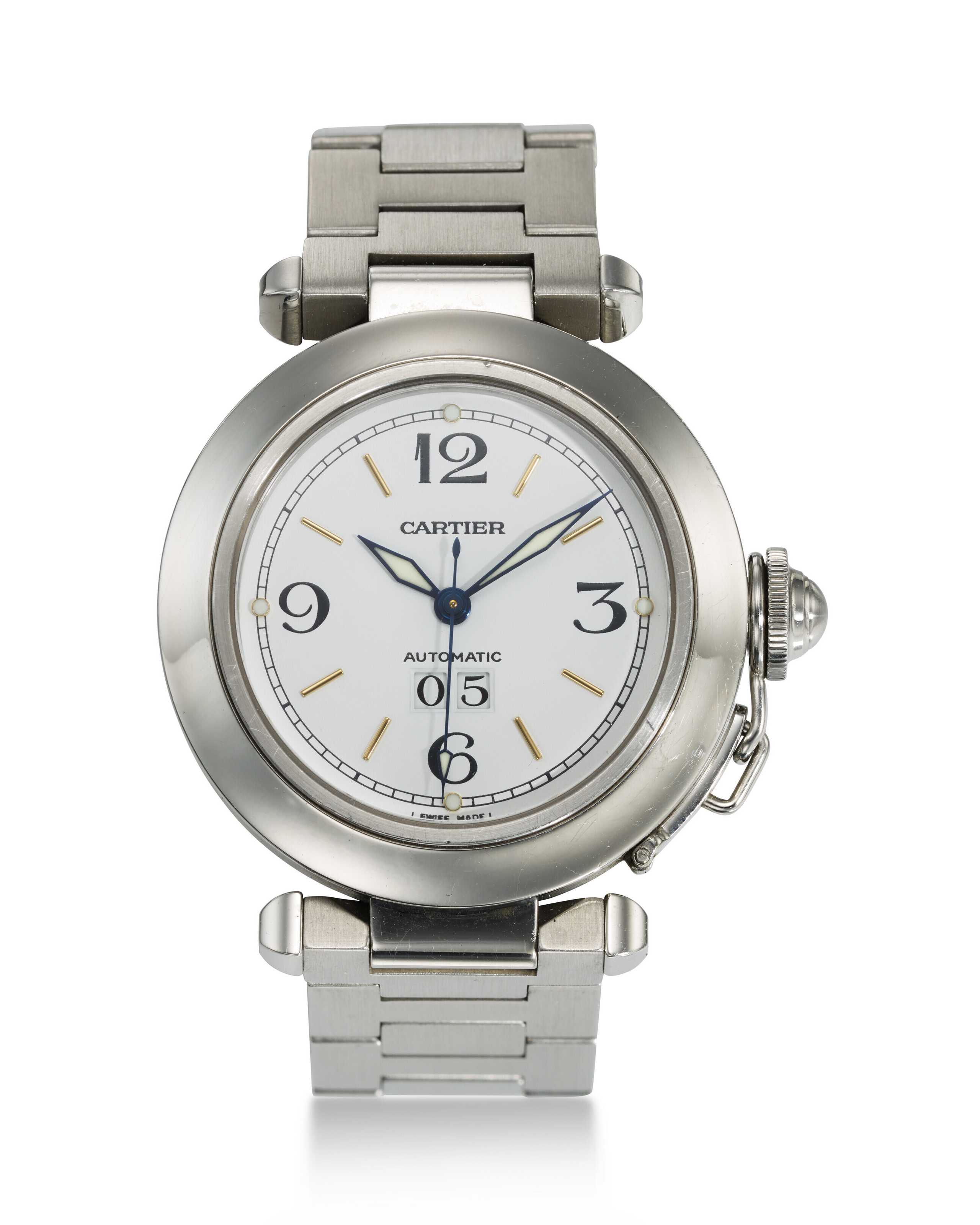 Cartier CARTIER, REF. W31044M7, PASHA C, A FINE STEEL WRISTWATCH WITH BIG DATE