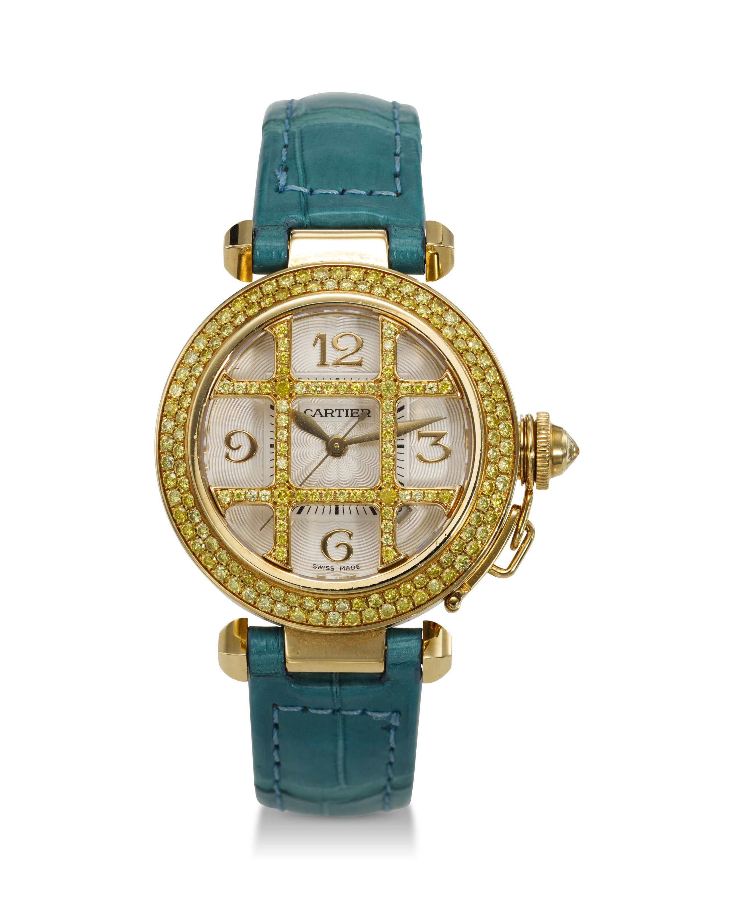 Cartier CARTIER, REF. ­­­­2399, PASHA, A VERY FINE 18K YELLOW GOLD AND YELLOW DIAMOND-SET WRISTWATCH