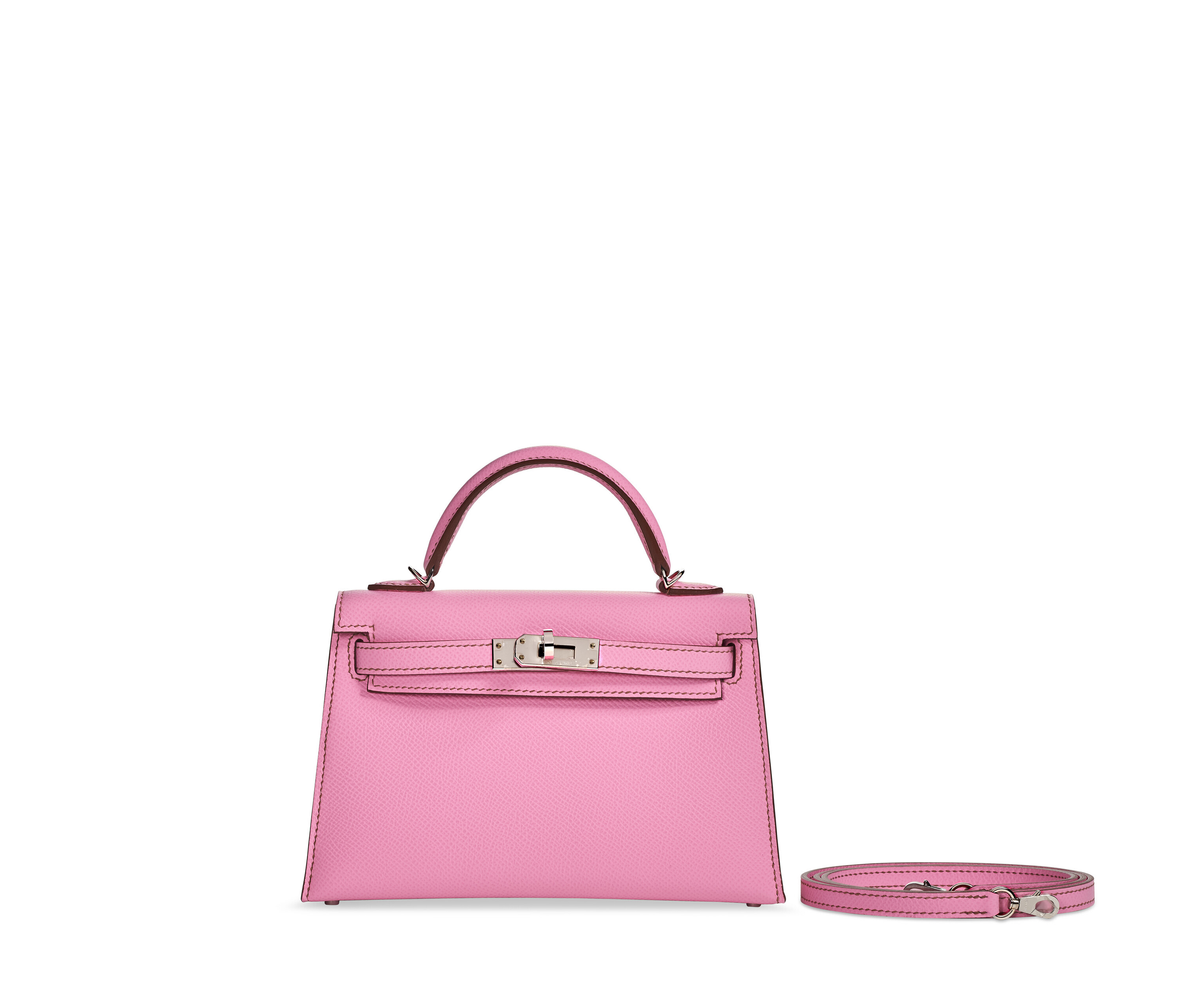 A 5P PINK EPSOM LEATHER MINI KELLY 20 II WITH PALLADIUM HARDWARE, HERMÈS,  2021