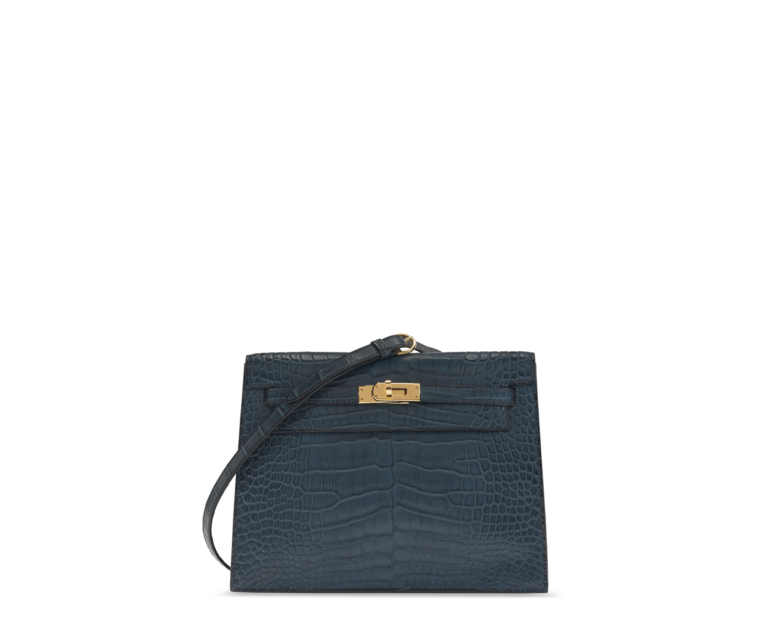 Hermes Kelly Danse II Black Matte Alligator Gold Hardware