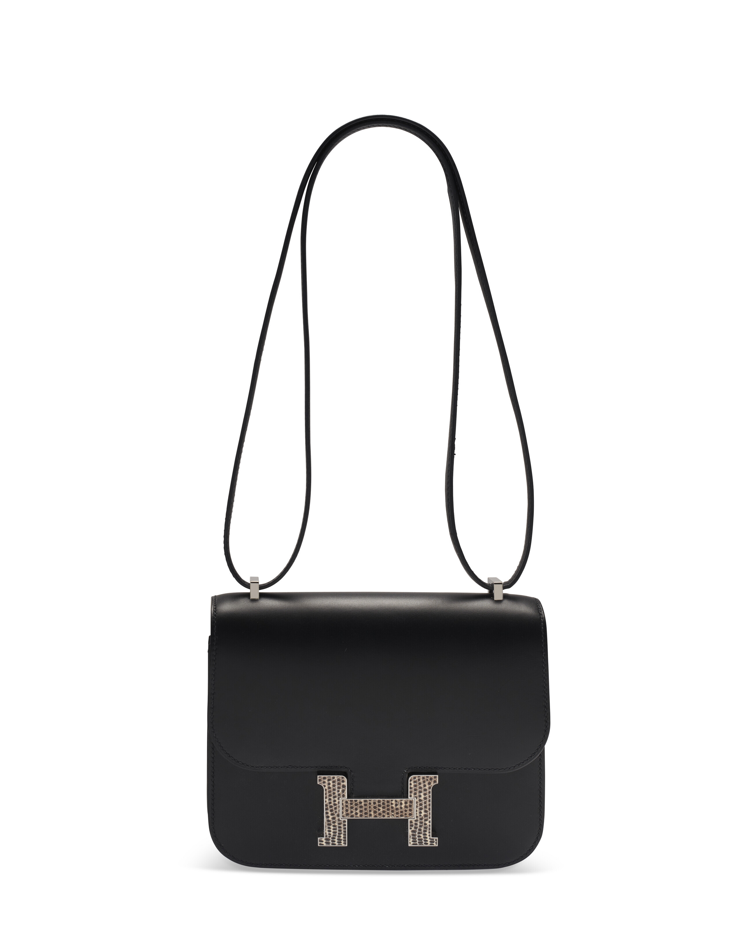 HERMÈS Constance Mini 19 shoulder bag in Black Monsieur leather