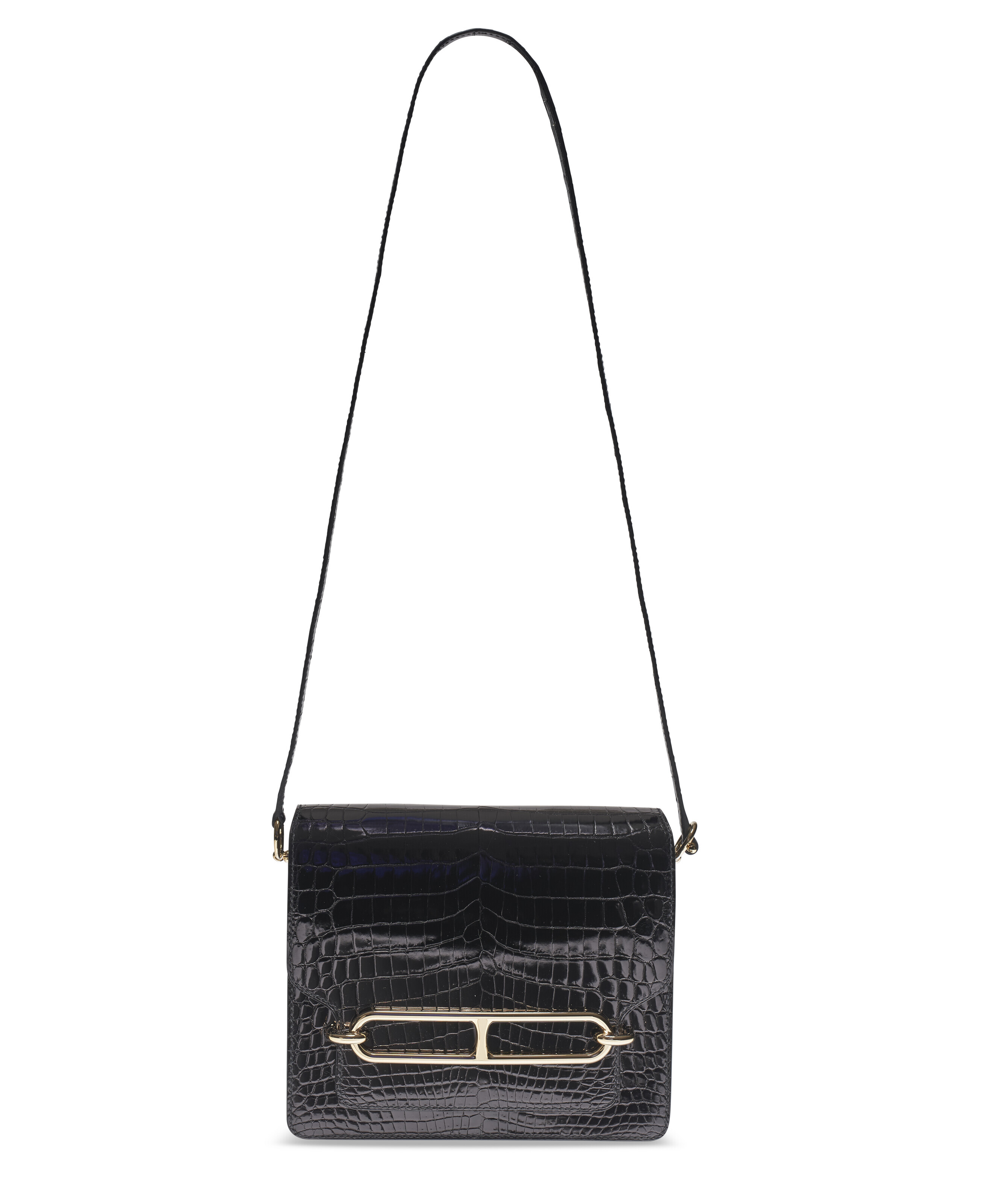 HERMES Togo Shiny Niloticus Crocodile Birkin Touch 25 Bleu Nuit Bleu  Baltique 829966