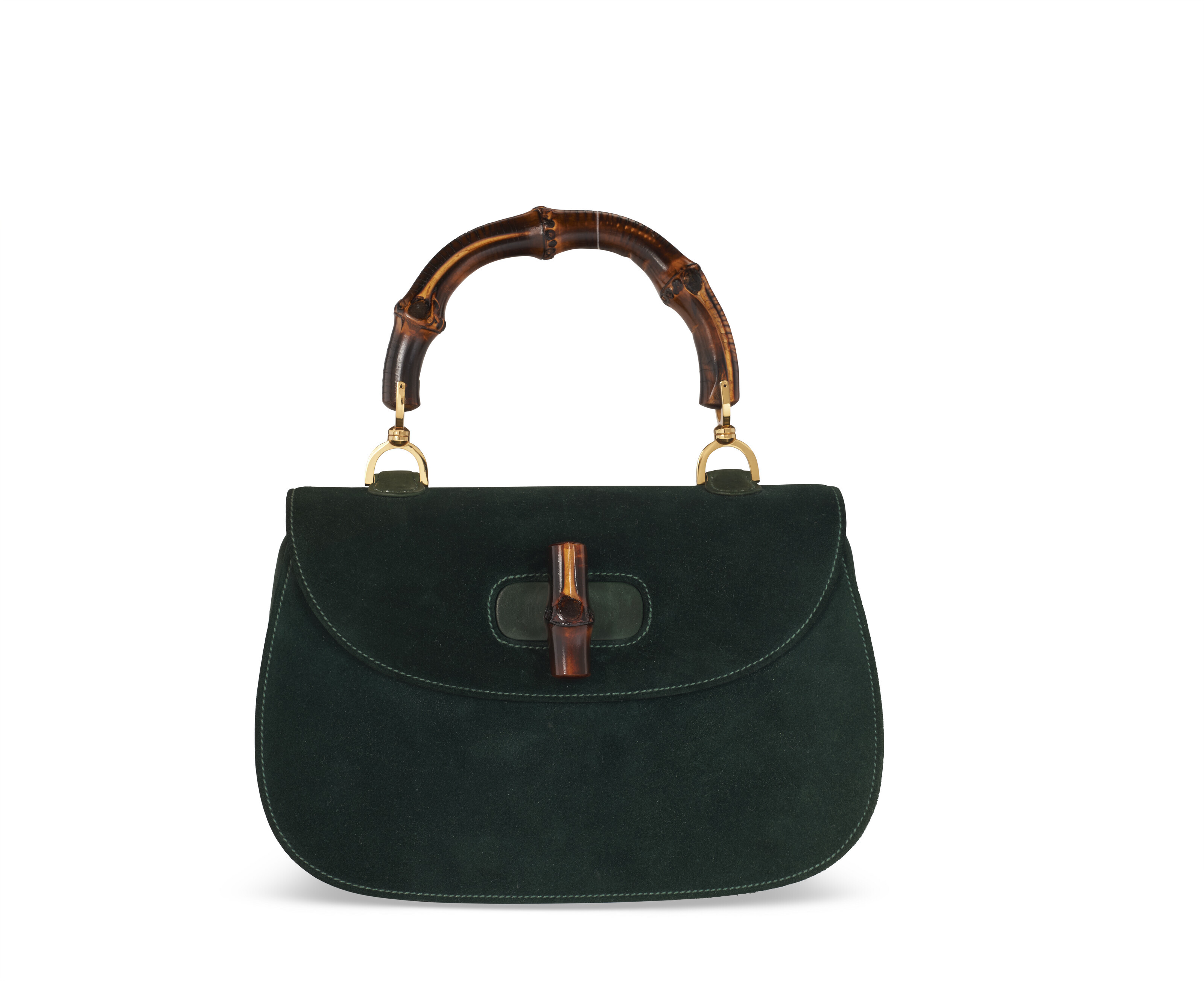 A DARK GREEN SUEDE BAMBOO BAG GUCCI CIRCA 1960 Christie s