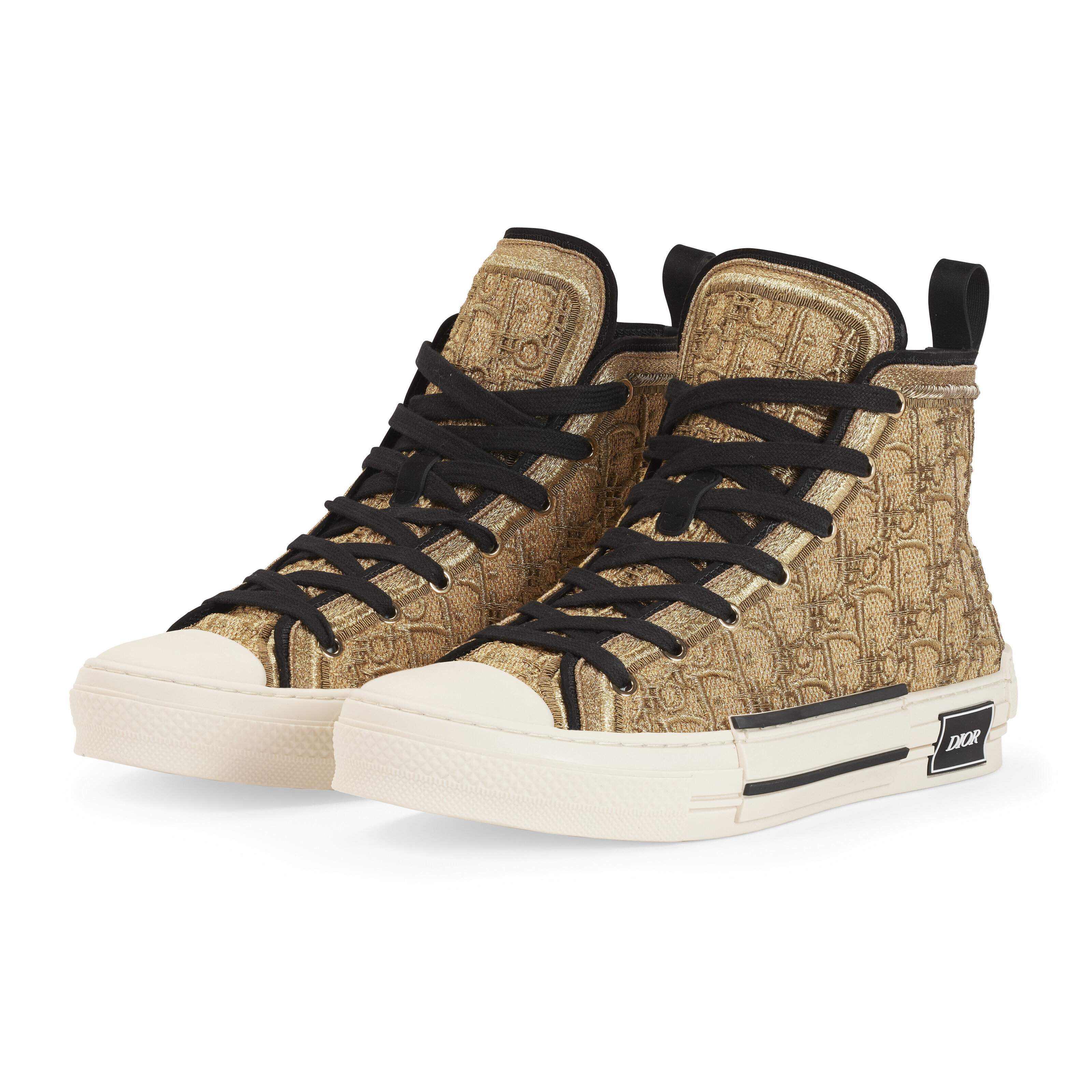A PAIR OF GOLD OBLIQUE CANNETILLE B23 HIGH-TOP SNEAKERS BY PETER