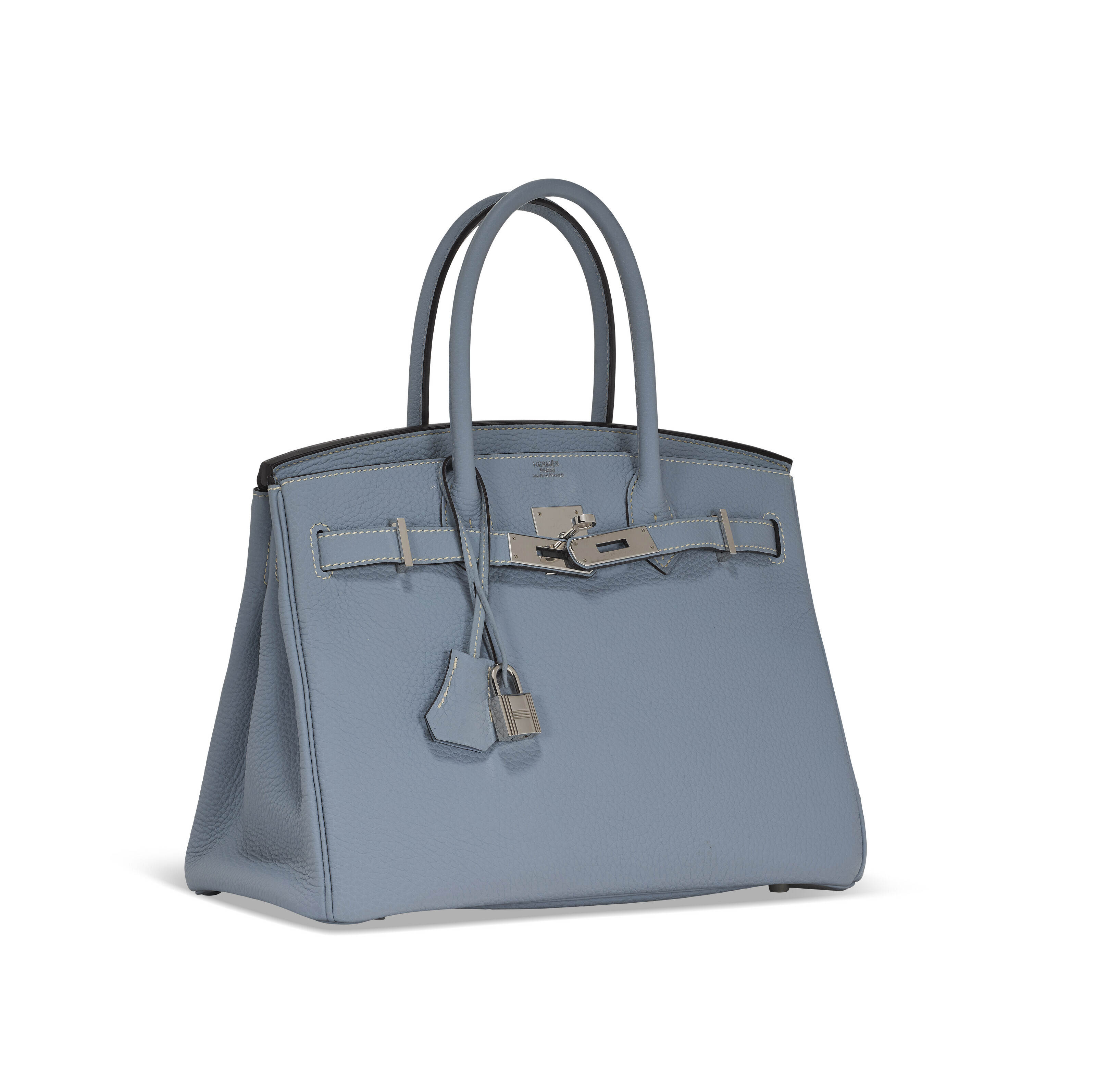 フランスアンティークバック　キナリブルーライン　底革 A BLEU LIN CLÉMENCE LEATHER BIRKIN 30 WITH PALLADIUM HARDWARE