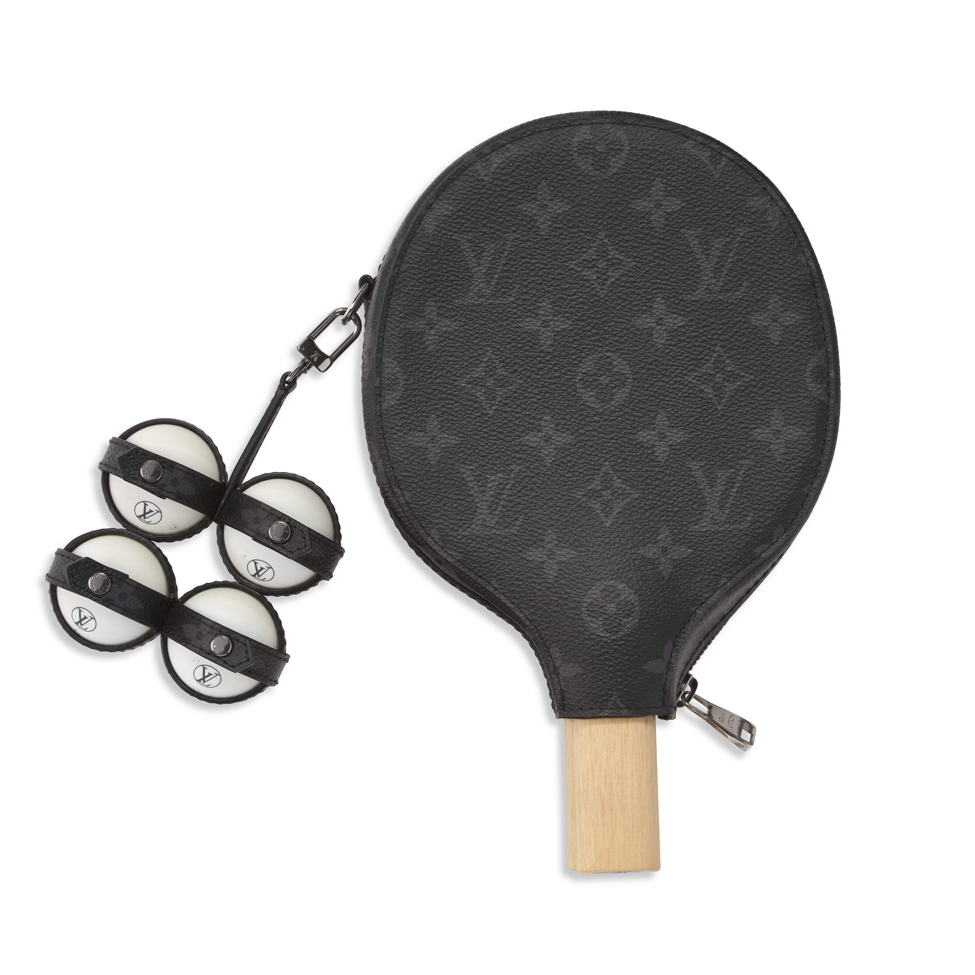 A black monogram Eclipse James ping pong set, Louis Vuitton, 2018. Estimate: $1,500-$2,400. Offered in Handbags Online: The New York Edit from 23 November-12 December at Christie&rsquo;s online