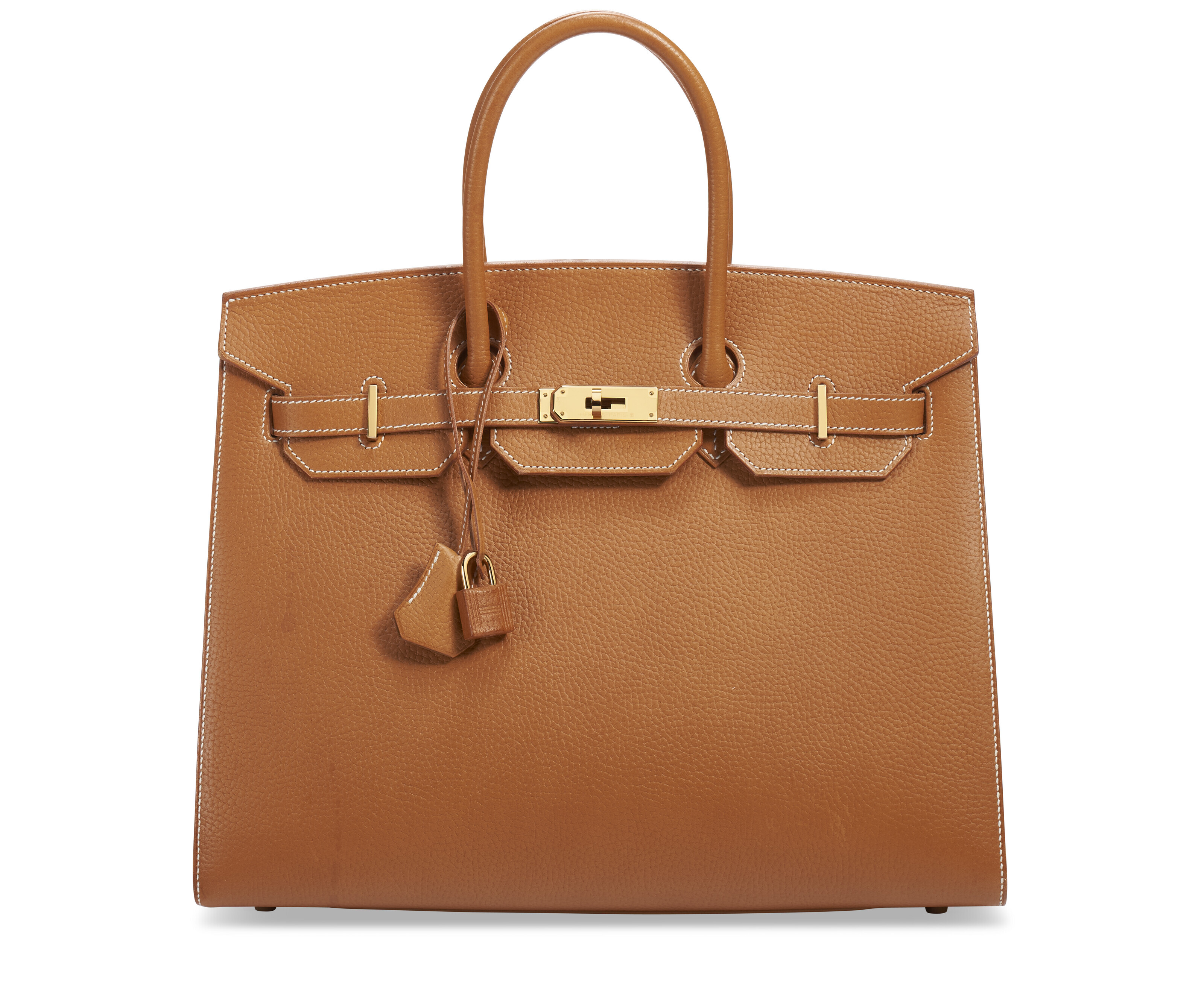 A LIMITED EDITION VACHE NATURELLE GRAINEE LEATHER SELLIER BIRKIN 35 WITH GOLD HARDWARE