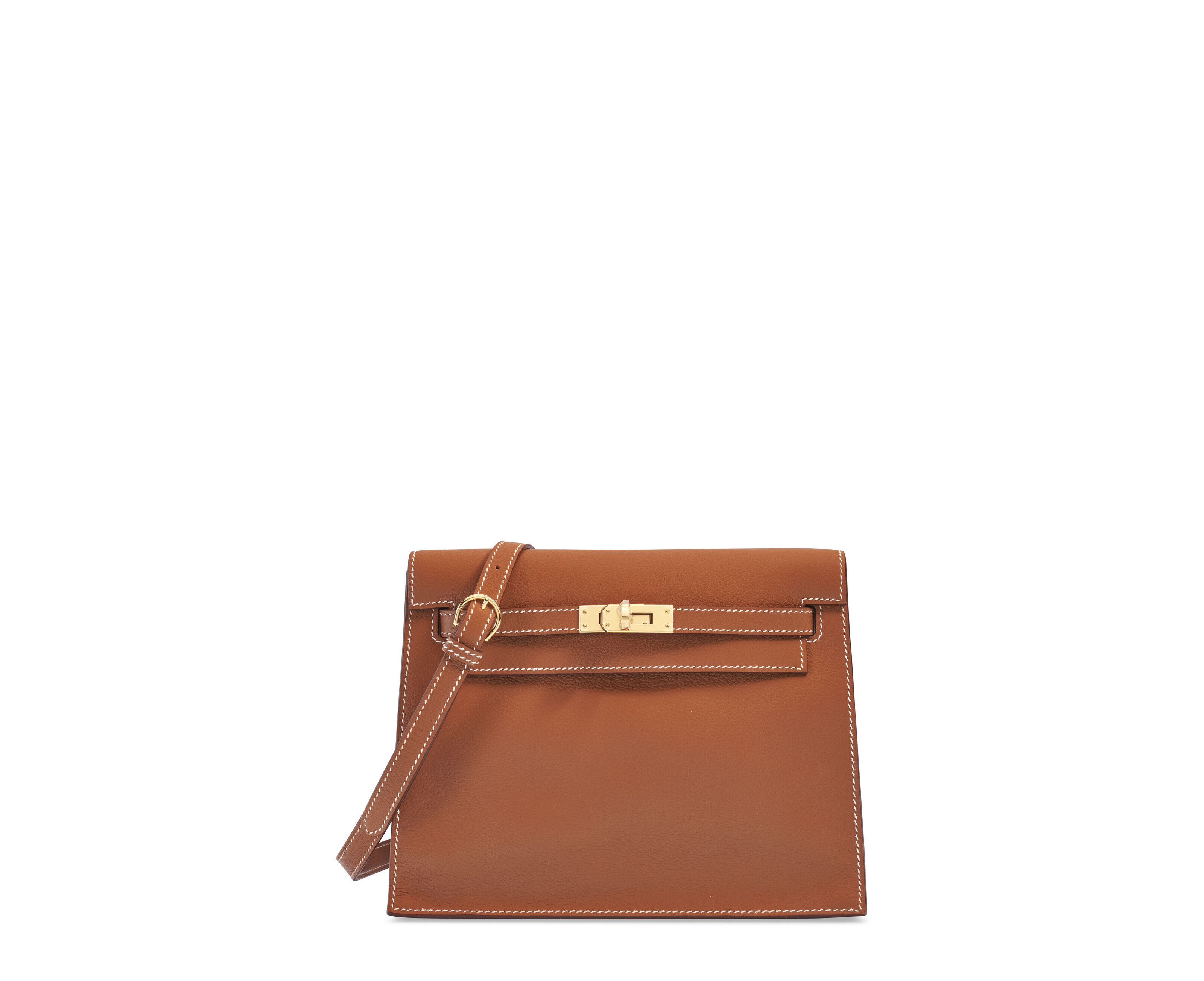 A GOLD EVERGRAIN LEATHER KELLY DANSE WITH GOLD HARDWARE