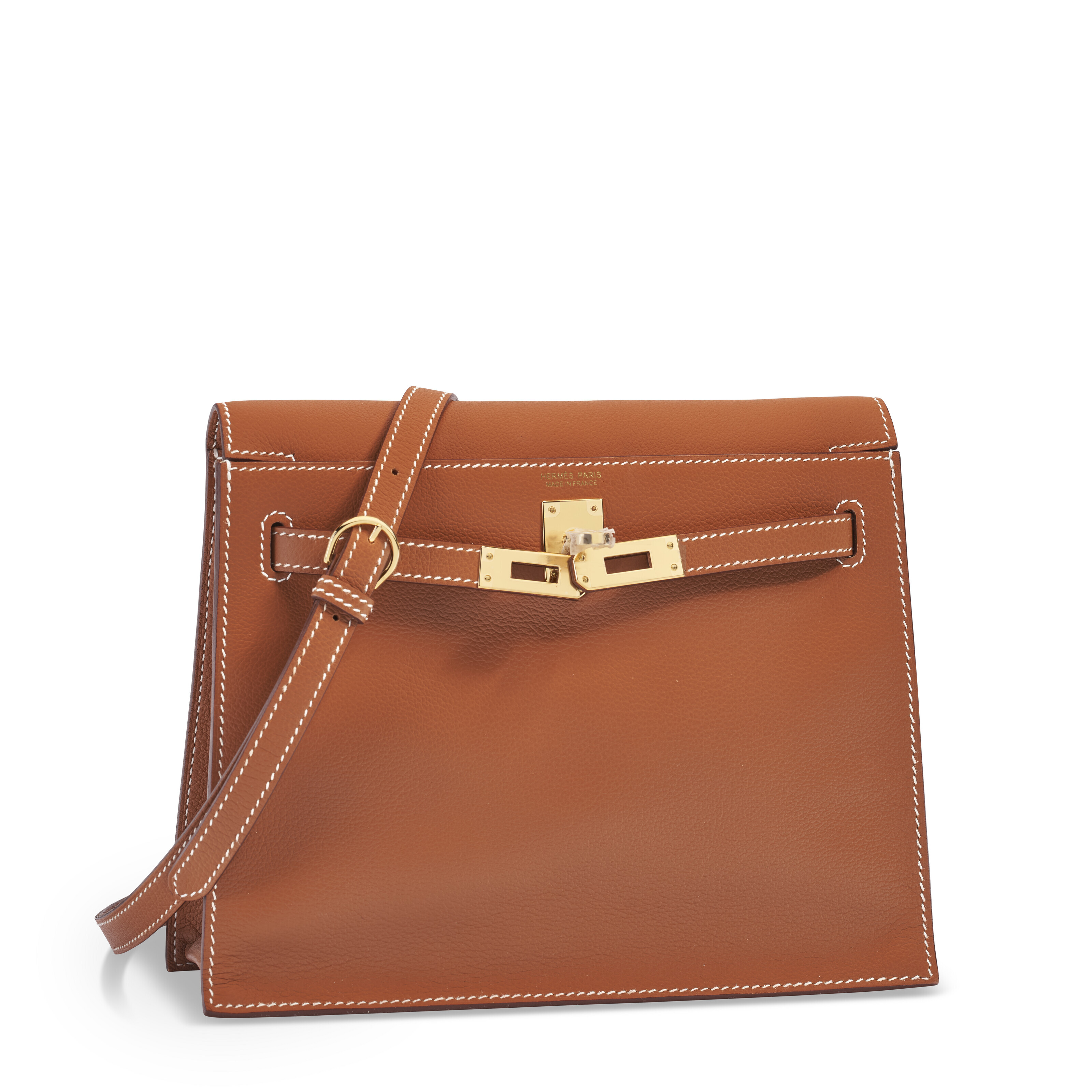 A GOLD EVERGRAIN LEATHER KELLY DANSE WITH GOLD HARDWARE HERMES 2020 Christie s
