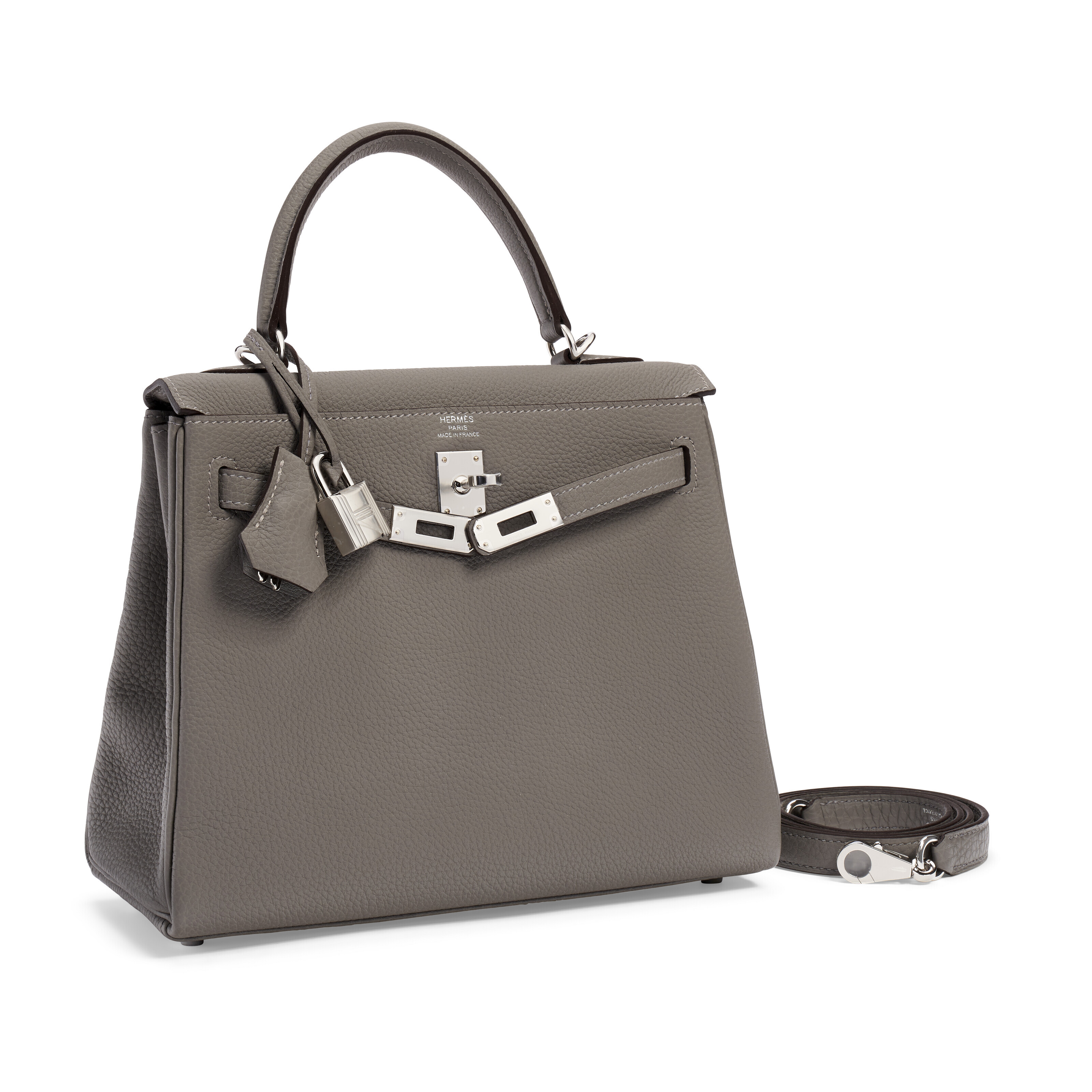 AN ÉTAIN TOGO LEATHER RETOURNÉ KELLY 25 WITH PALLADIUM HARDWARE