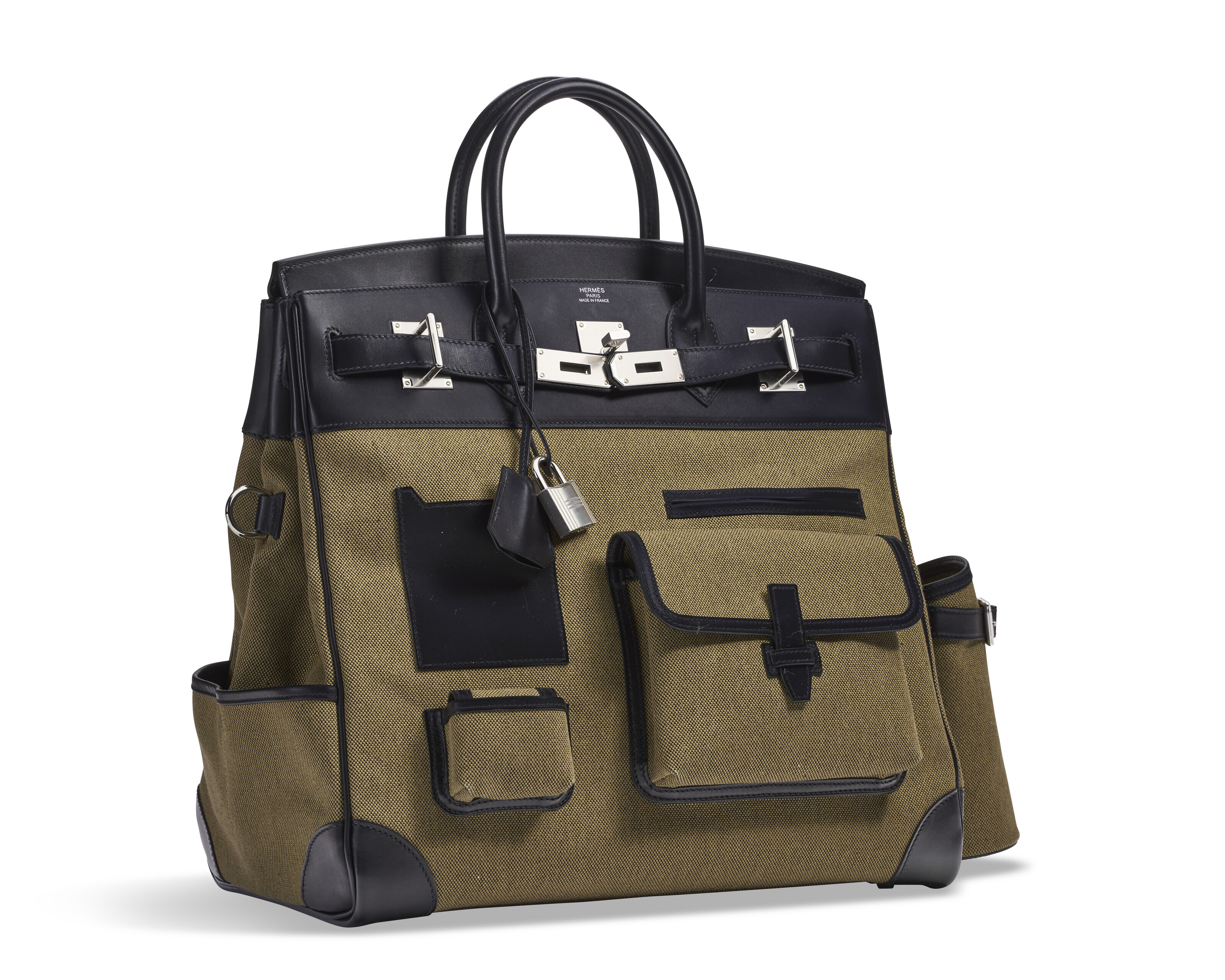 A LIMITED EDITION VERT OLIVE CANVAS & BLACK SWIFT LEATHER CARGO