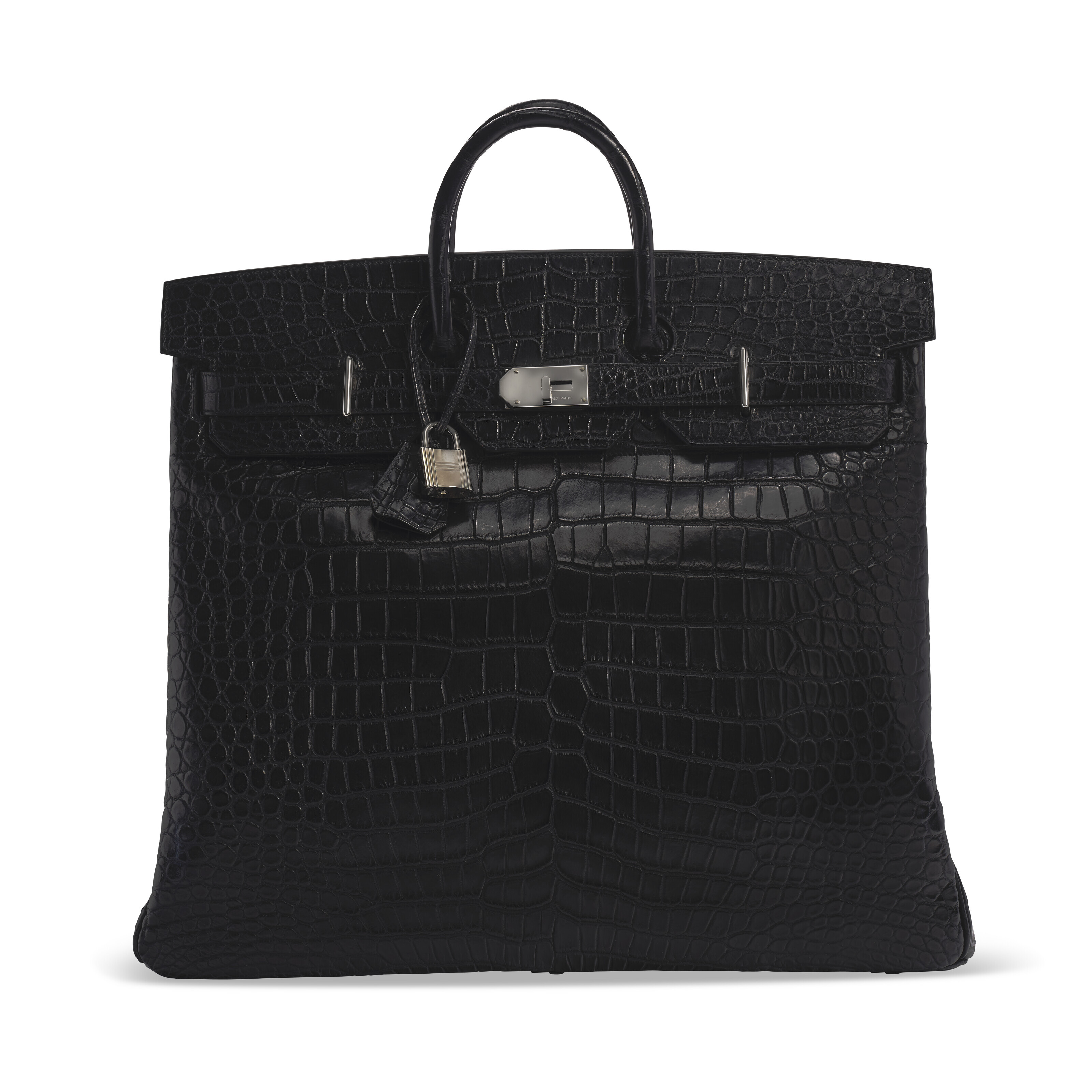 A MATTE BLACK POROSUS CROCODILE HAC BIRKIN 50 WITH PALLADIUM HARDWARE HERMES 2019 Christie s
