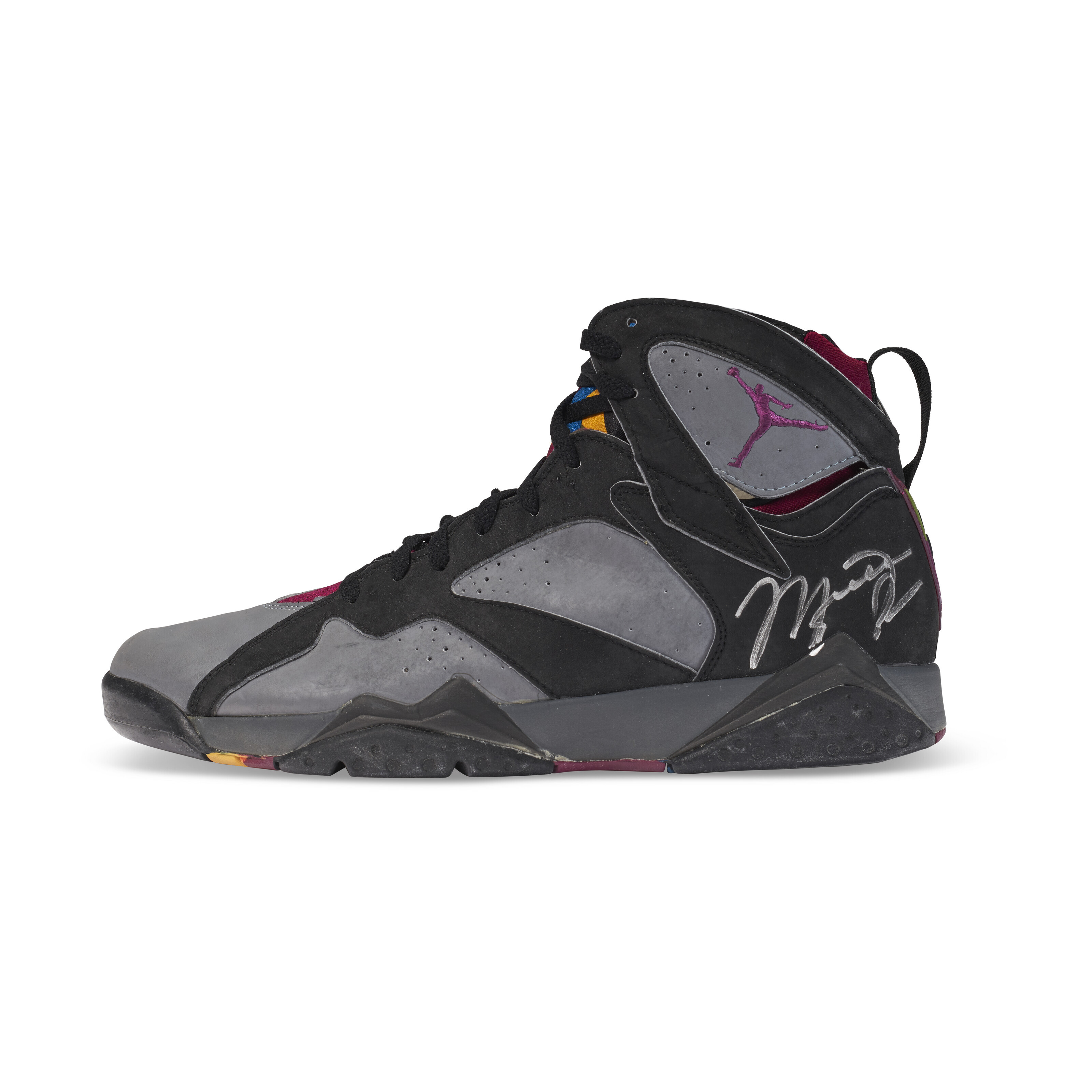 MICHAEL JORDAN DUAL SIGNED AIR JORDAN VII 'BORDEAUX' SNEAKERS