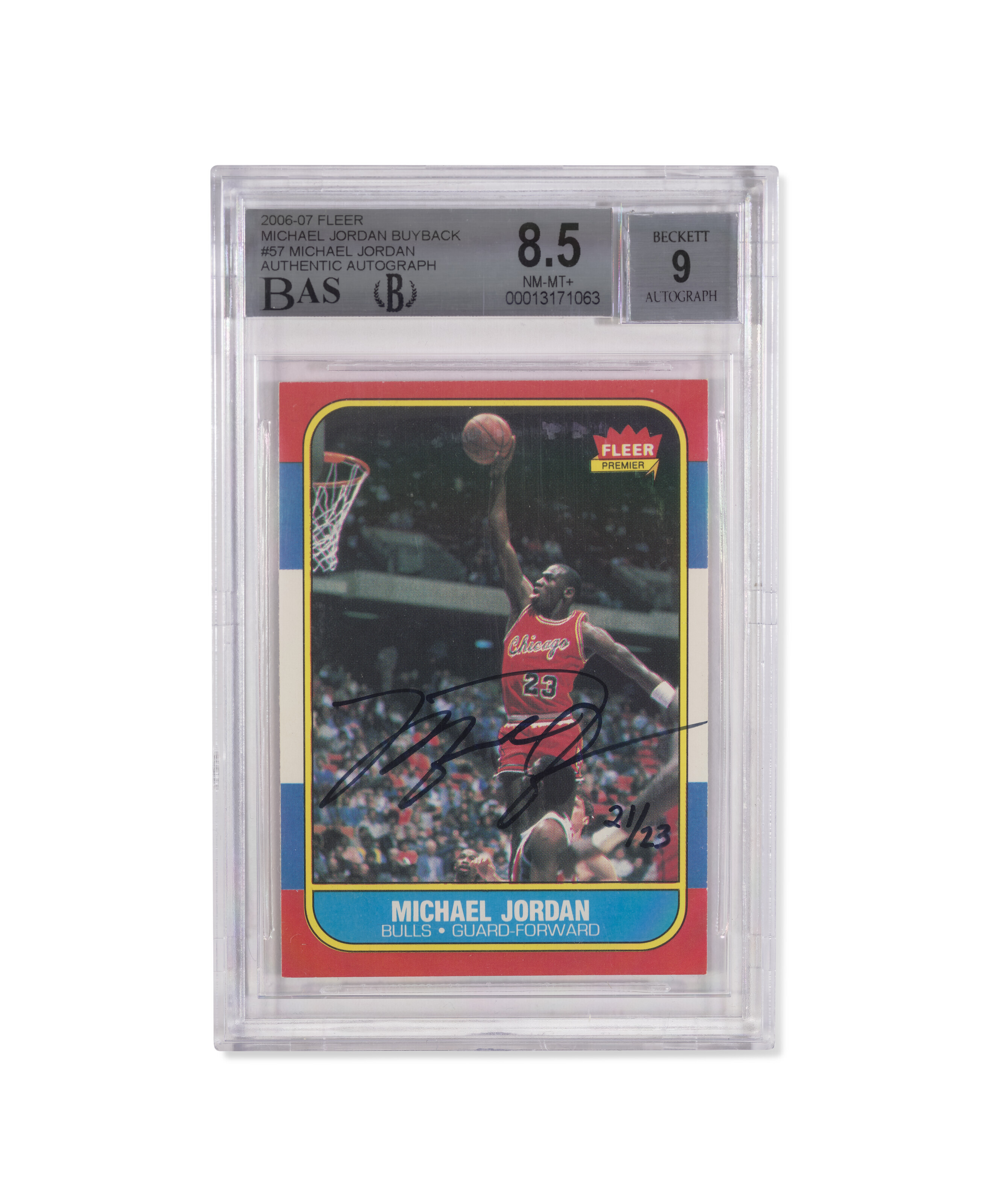 MICHAEL JORDAN UPPER DECK SIGNED 1986 FLEER 57 ROOKIE CARD FLEER