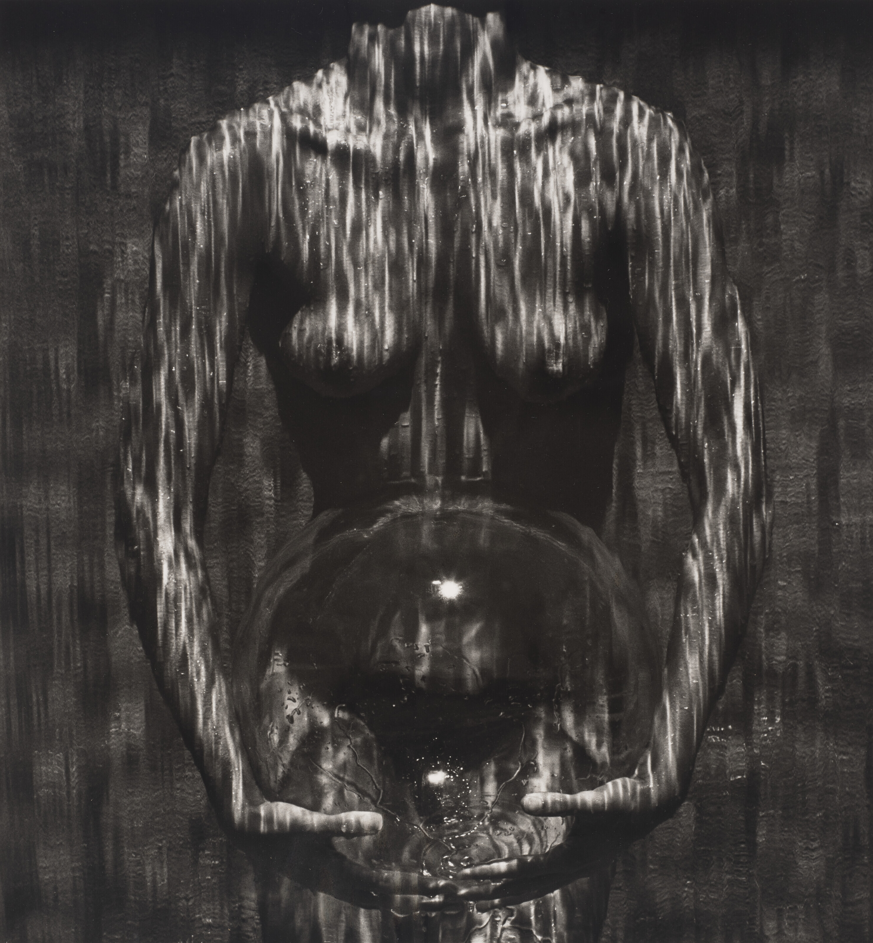 Catalog image of Waterfall, Woman with Sphere, Hollywood, 1989