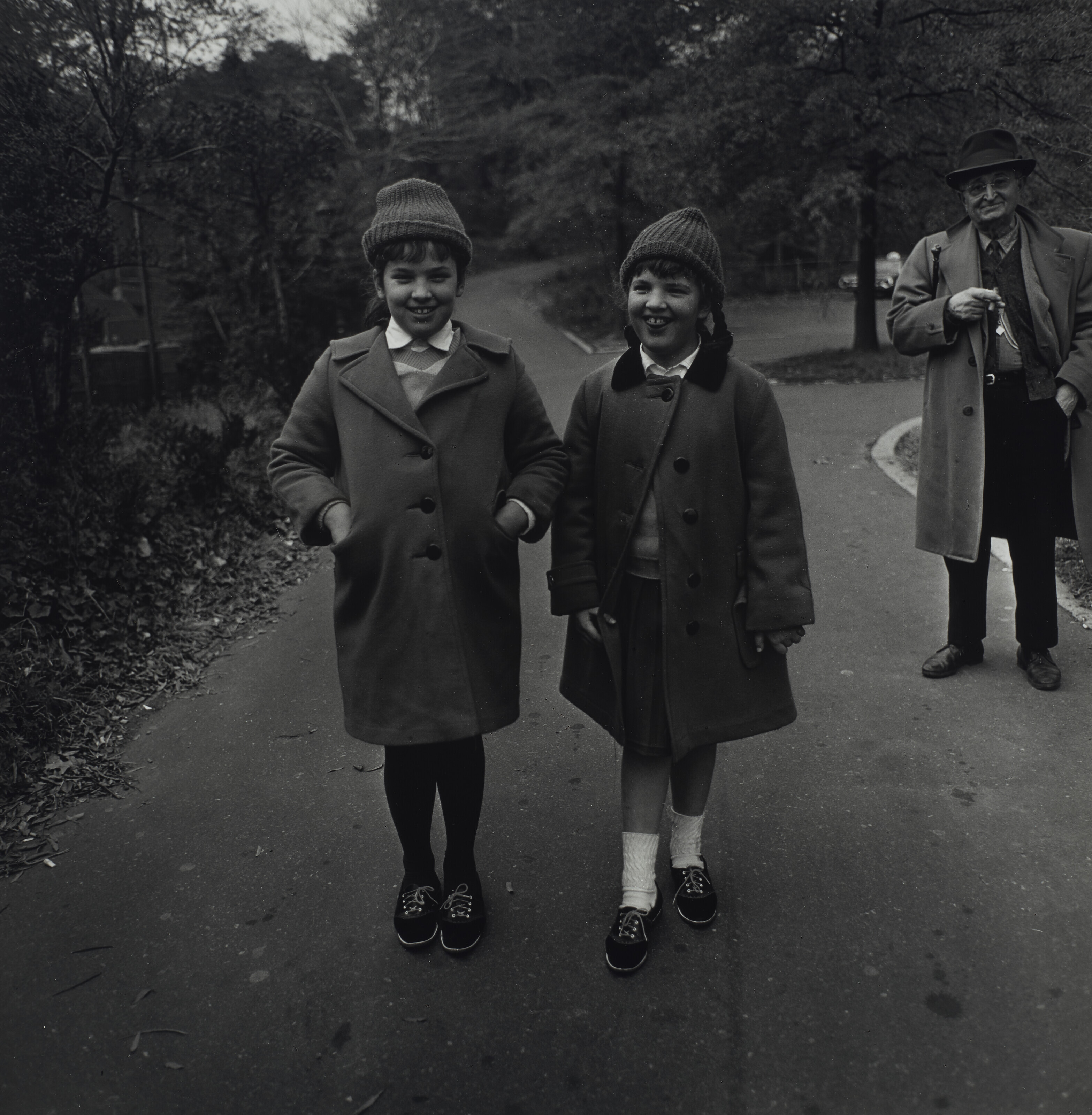 Catalog image of Two girls with their grandfather in Central Park, N.Y. C., 1962