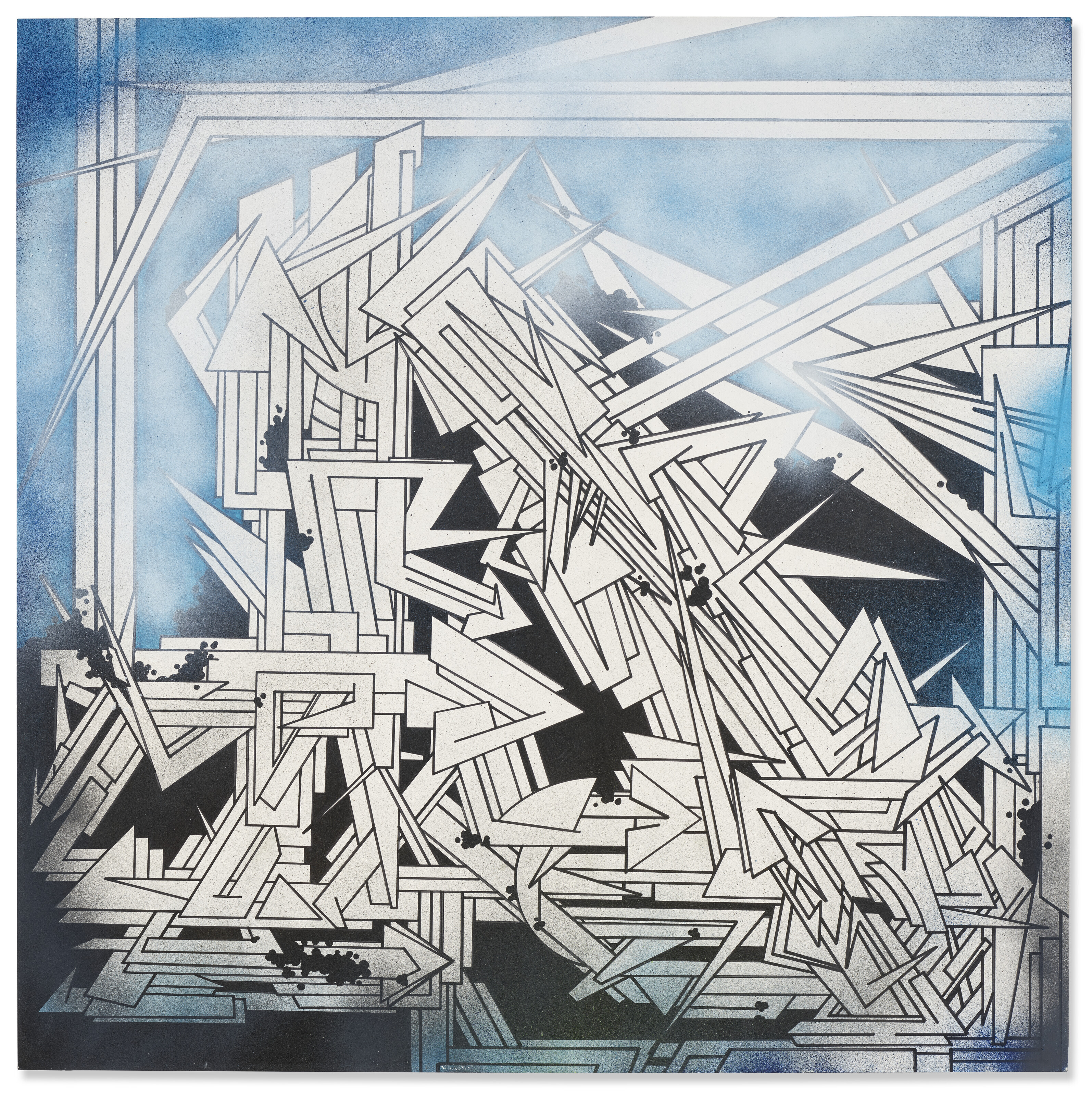 Phase 2, Untitled, 1985.  Marker and spray paint on cardboard. 28&frac14; x 28&frac14; in (71.8 x 71.8 cm). Estimate: $10,000-$15,000. Offered in First Open | Post-War &amp; Contemporary Art on 1-14 December 2022 at Christie&rsquo;s online