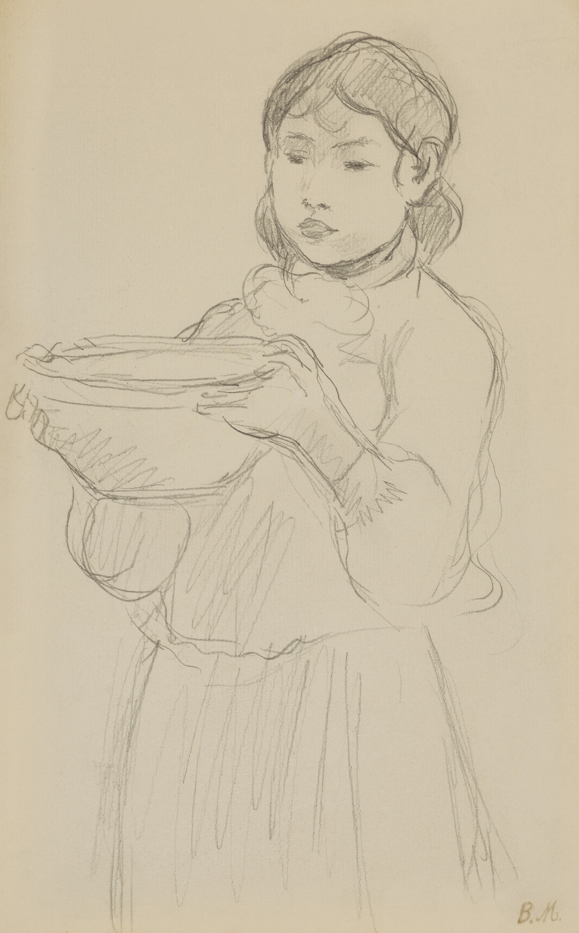Berthe Morisot (1841-1895), La jatte de lait, c. 1890. Pencil on paper. 11 &frac12; x 7 &frac14; in (29.2 x 18.4 cm). Sold for $50,400 in Impressionist &amp; Modern Works on Paper on 19 November at Christie&rsquo;s New York