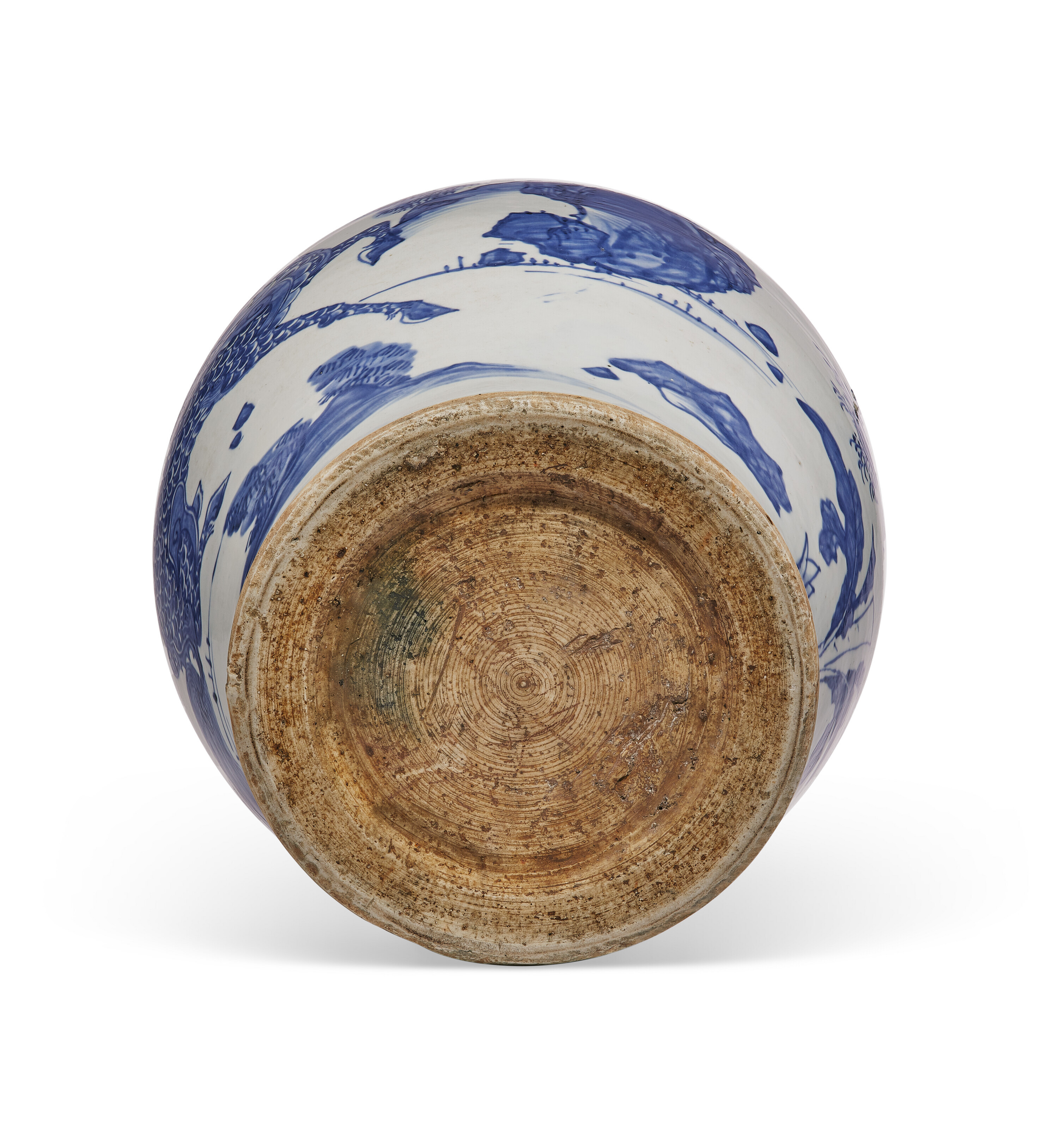 过渡期十七世纪青花凤凰麒麟图大罐, TRANSITIONAL PERIOD, 17TH