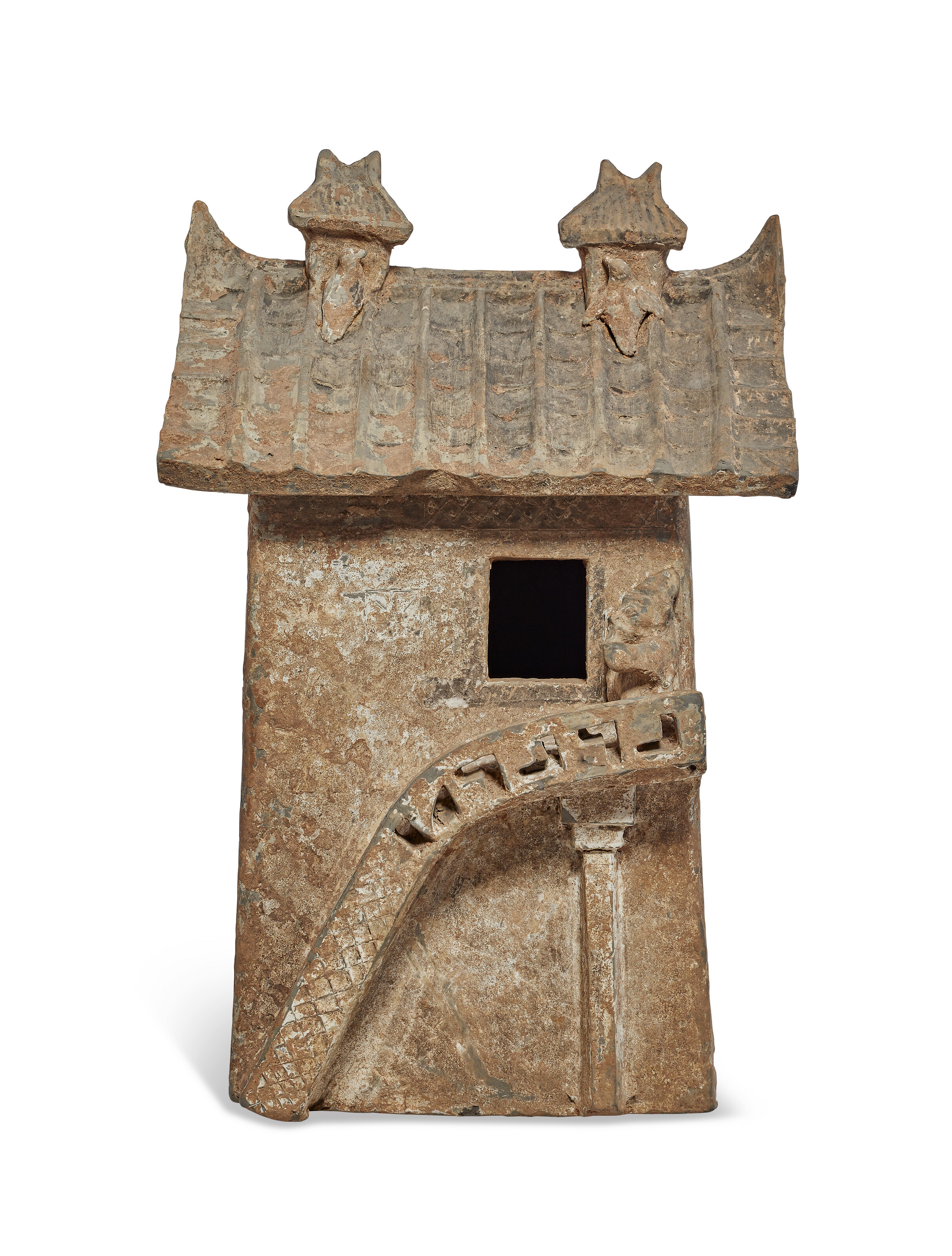 A PAINTED POTTERY MODEL OF A BUILDING, HAN DYNASTY (206 BCAD 220
