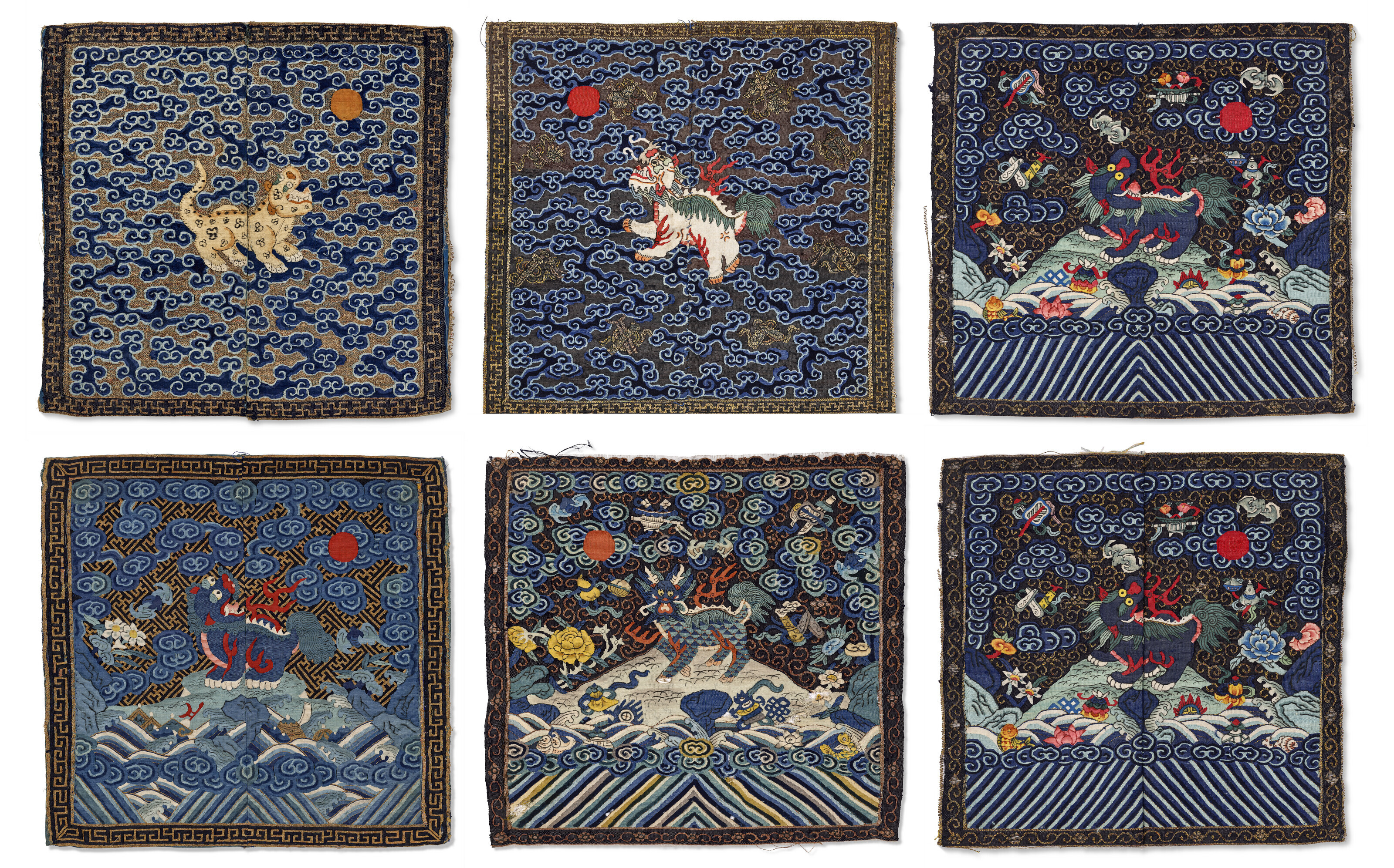 清嘉庆/同治刺绣文官补子四件, JIAQING-TONGZHI PERIOD (1796-1908
