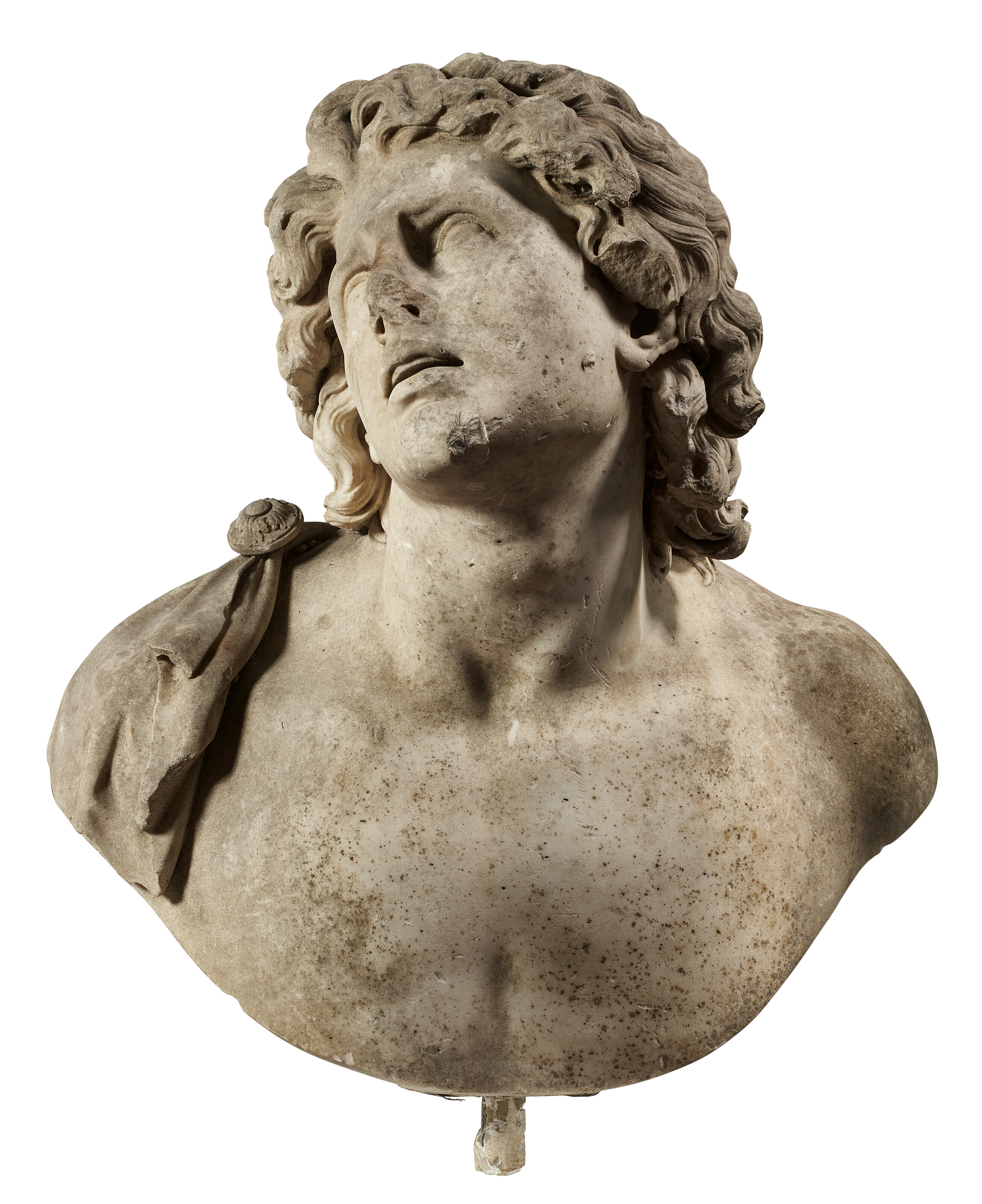 A MONUMENTAL WHITE MARBLE BUST OF ALEXANDER THE GREAT, LATE 17TH OR