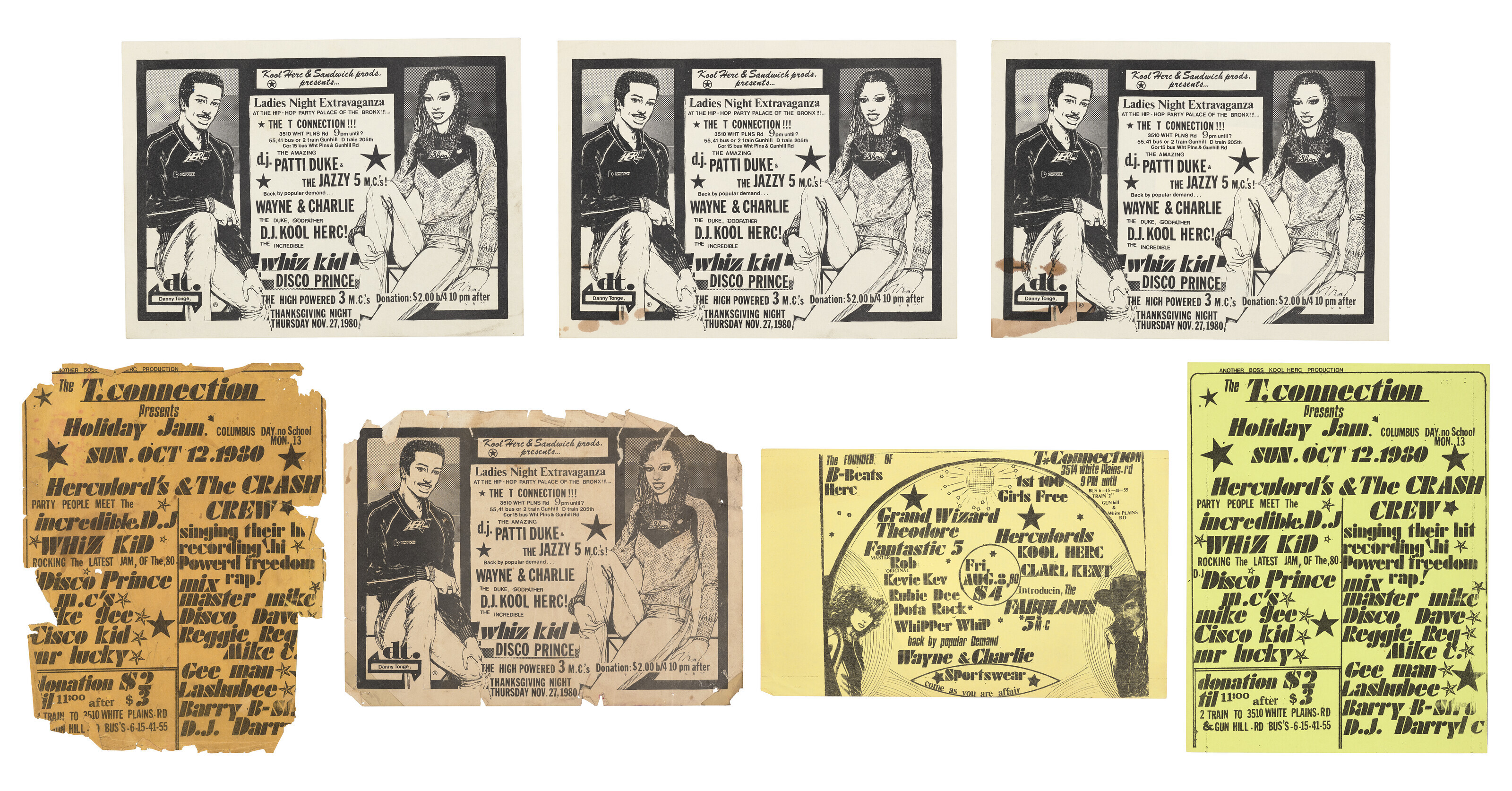A COLLECTION OF FLYERS KOOL HERC APPEARANCES AT THE T-CONNECTION