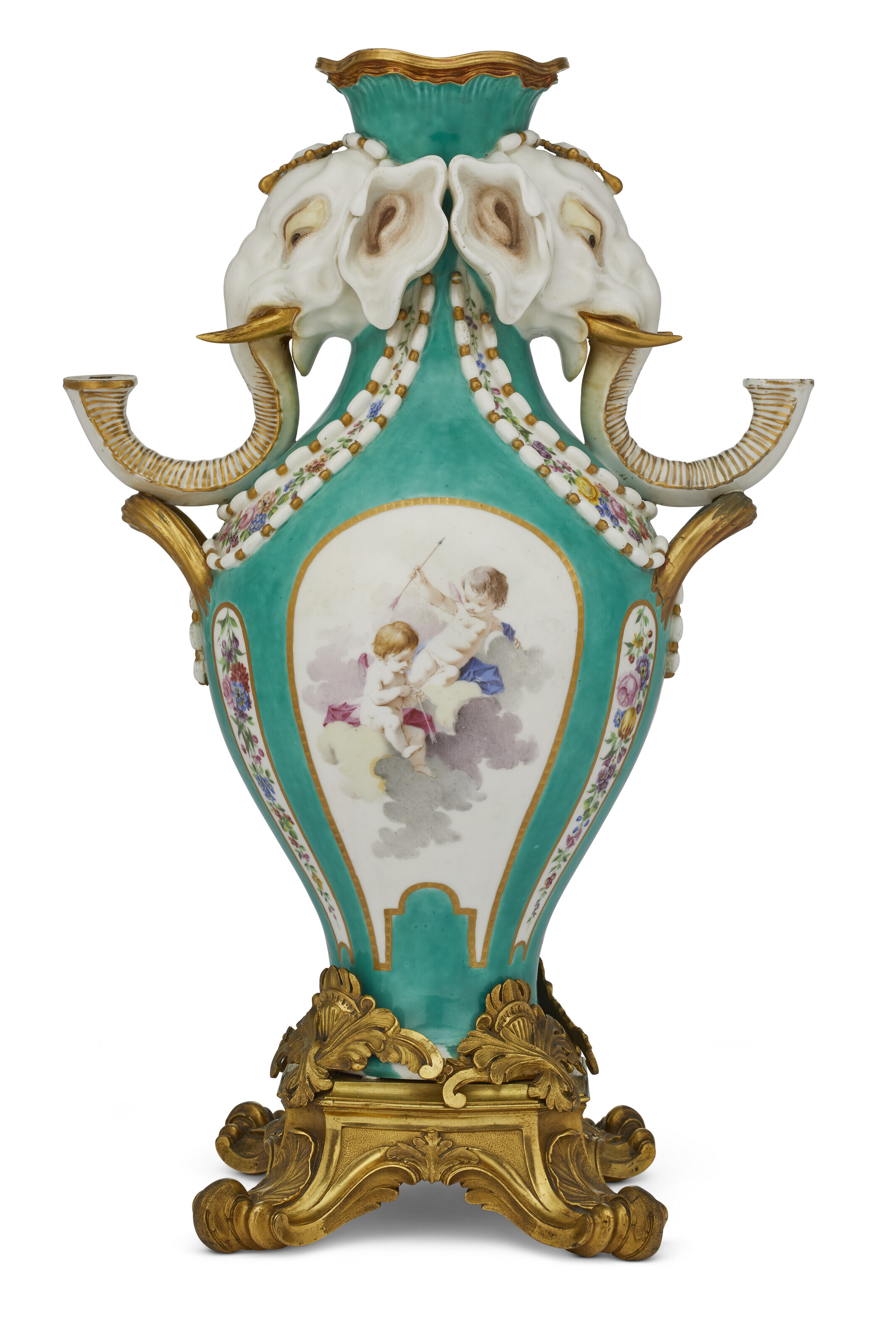 A Charles X Ormolu Double Handled Vase now a Lamp
