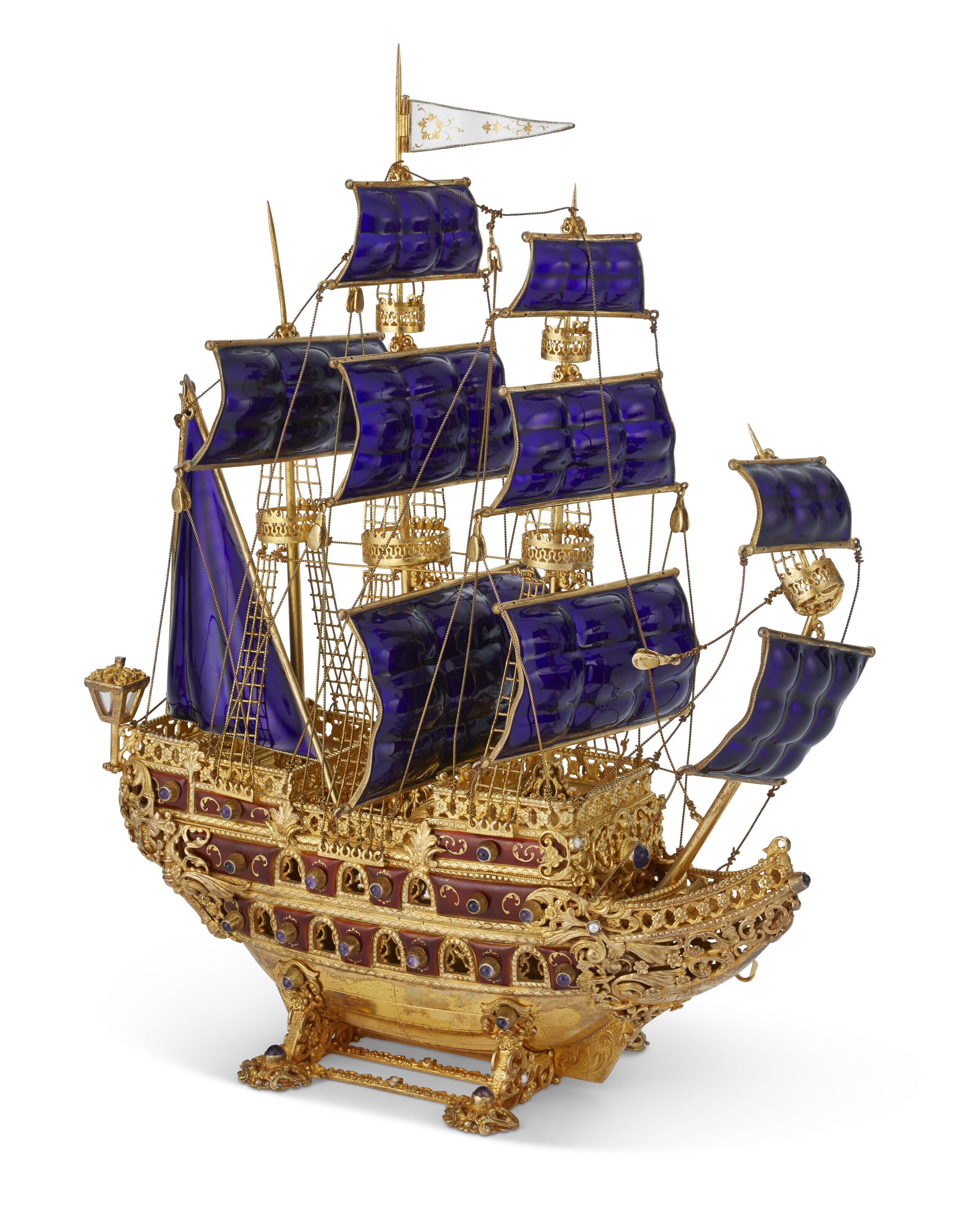 A CONTINENTAL SILVERGILT AND ENAMEL NEF, PROBABLY AUSTRIAHUNGARY