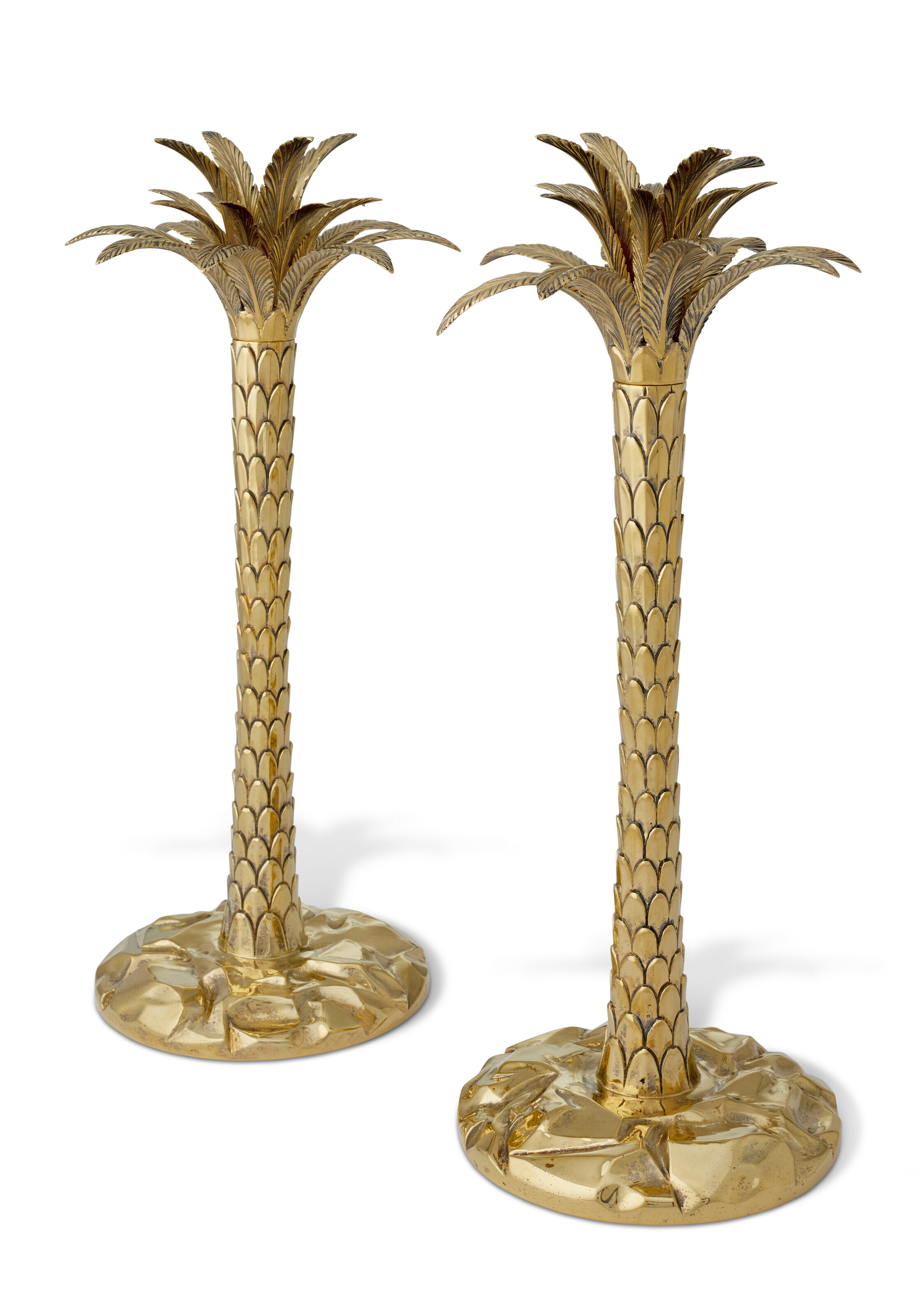 A PAIR OF SILVERGILT PALM TREEFORM CANDLESTICKS, FOR TIFFANY & CO