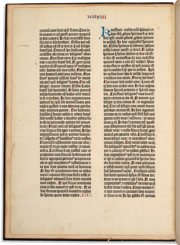 Gutenberg Bible leaf recently sold at Christie's for almost $150,000 USD :  r/Fragmentology