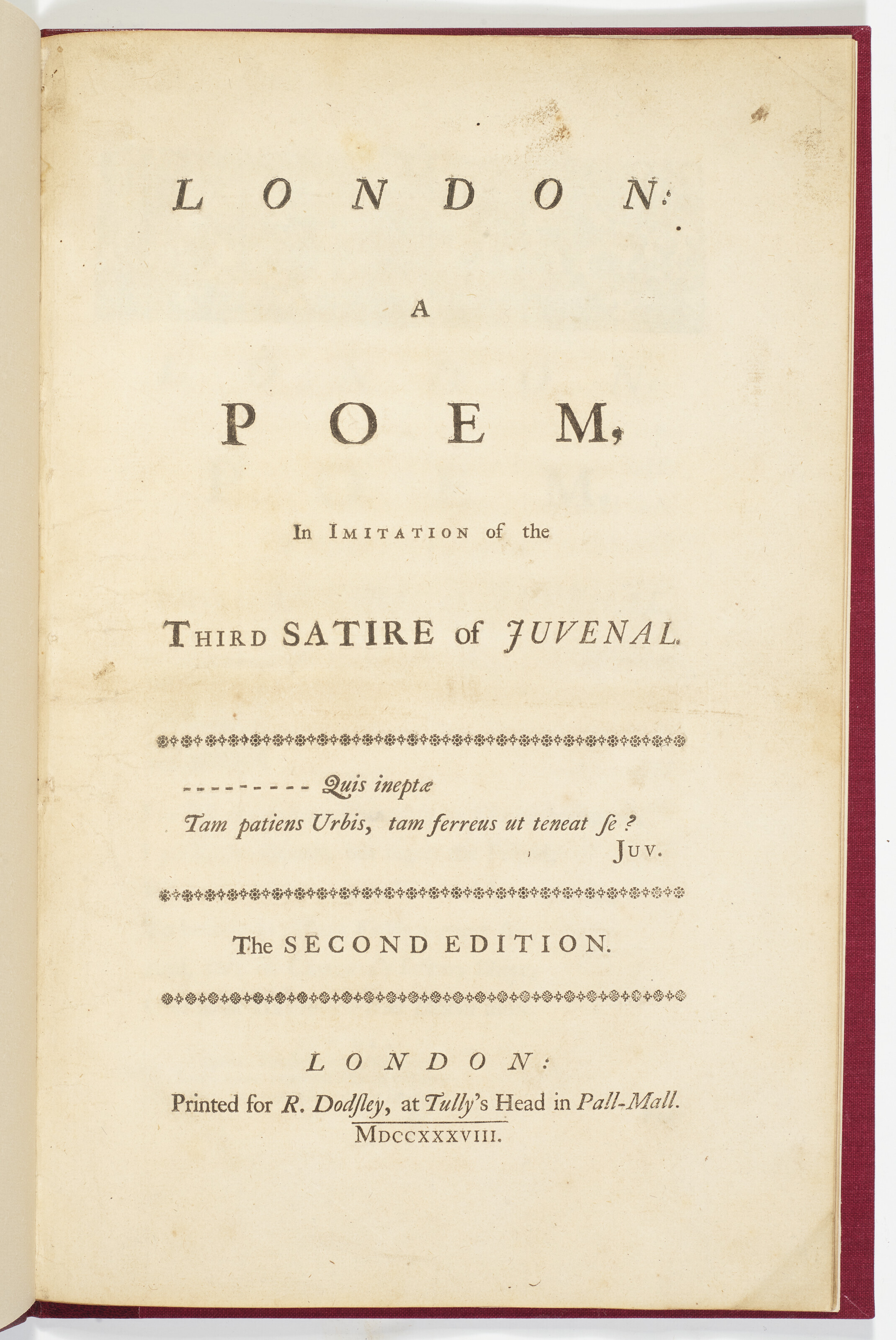London: A Poem Samuel Johnson 1738 Christie s