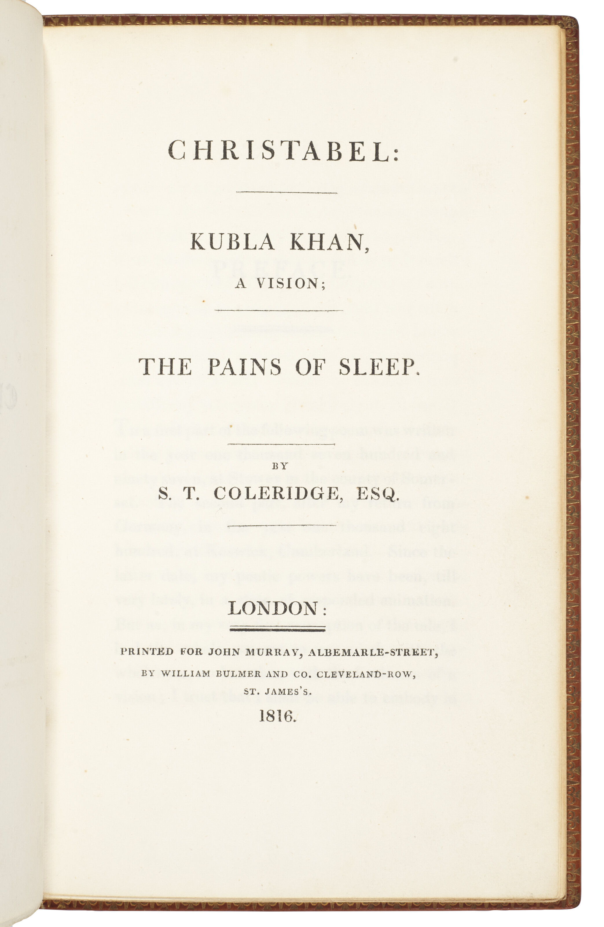 Christabel Kubla Khan The Pains of Sleep Samuel Taylor Coleridge