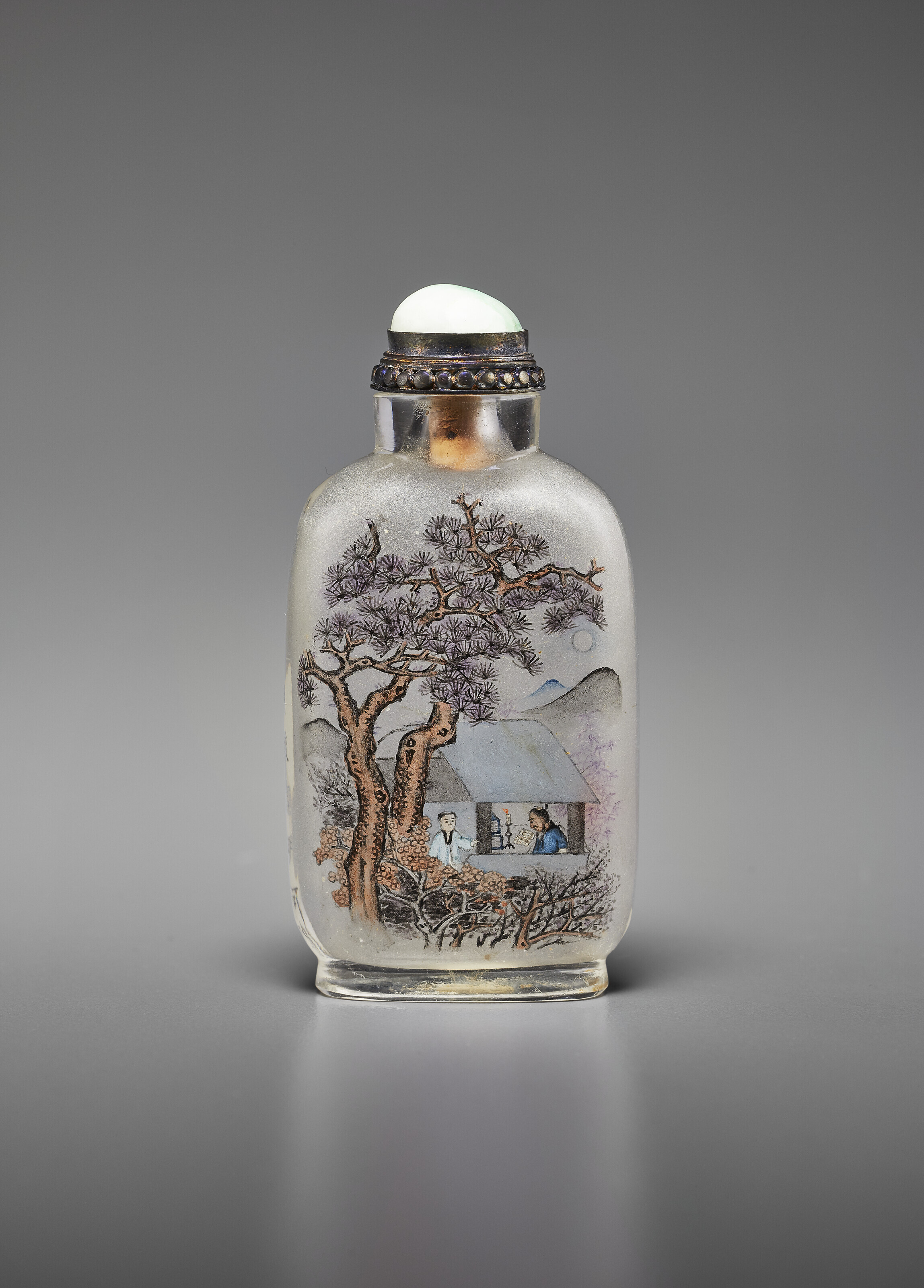 1899-1900年前後馬少宣作玻璃內畫譚鑫培京劇人物鼻煙壺, SIGNED