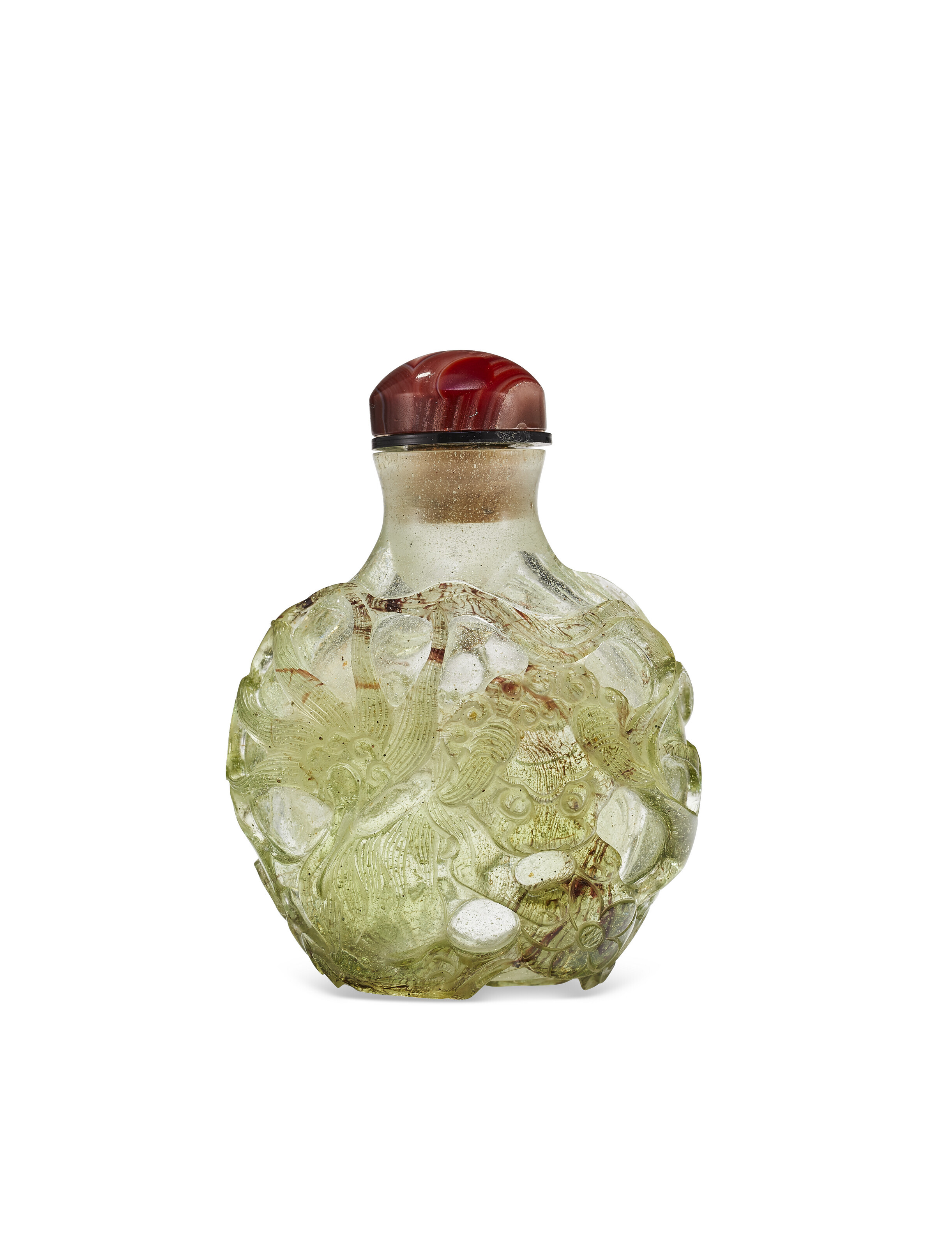 A TRANSPARENT GREEN-OVERLAY CLEAR GLASS SNUFF BOTTLE, 1750-1830 ...
