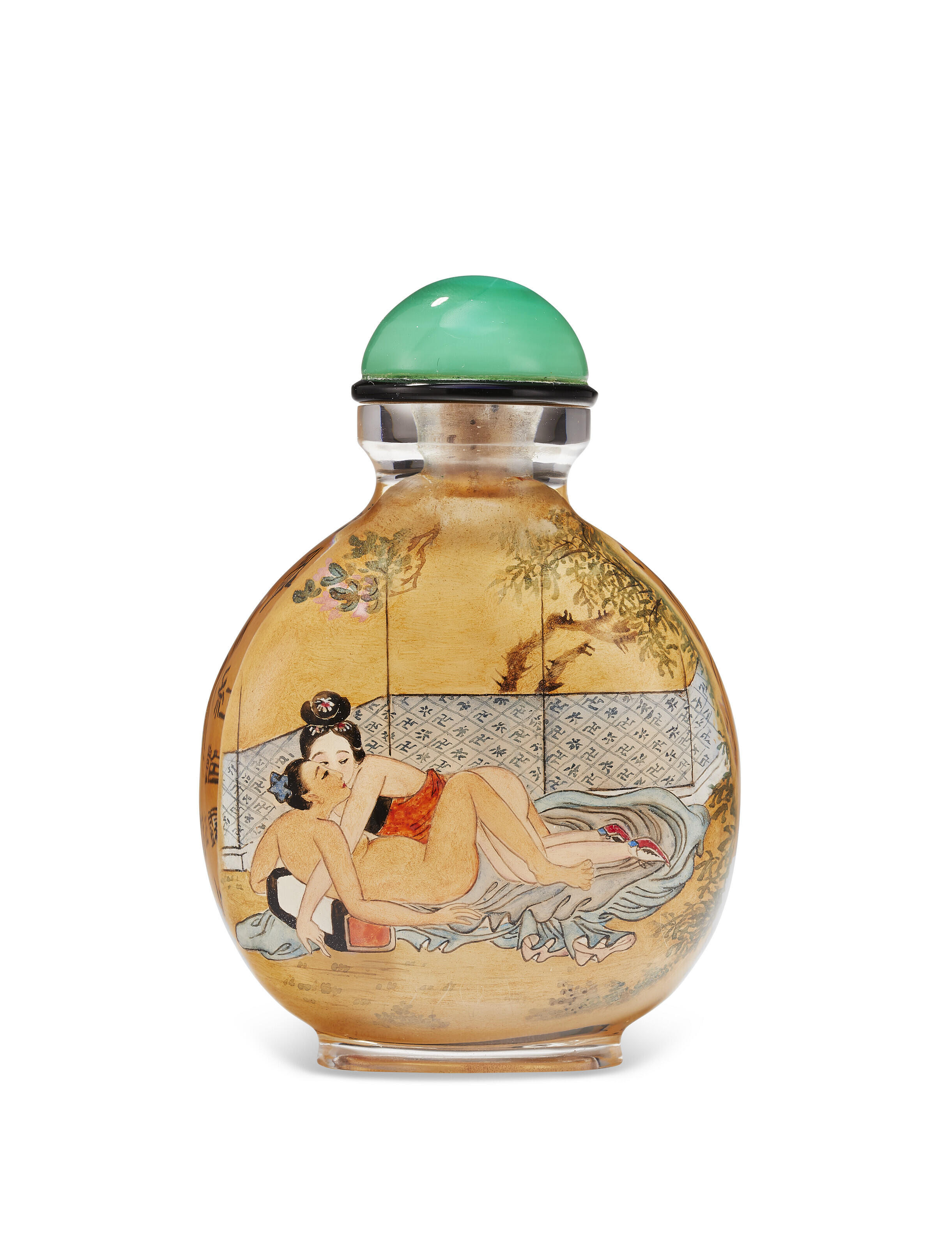 二十世纪玻璃内画春宫诗文图鼻烟壶, 20TH CENTURY | Christie's