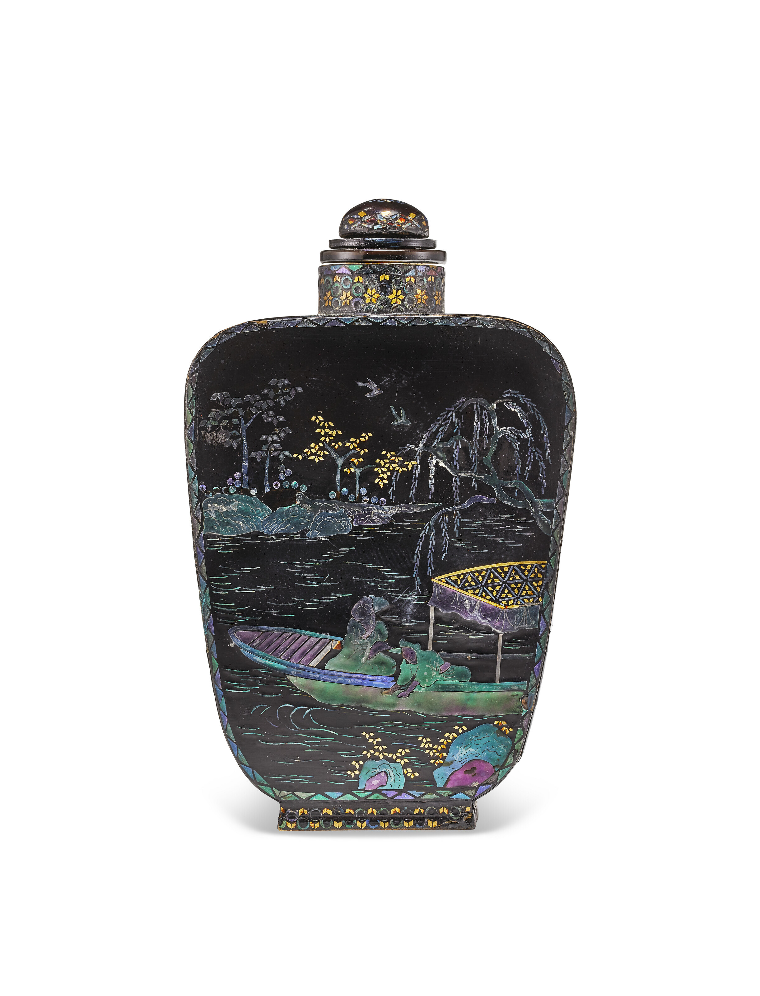 庚申年(1980) 王千作玻璃内画「八仙图」鼻烟壶, SIGNED WANG