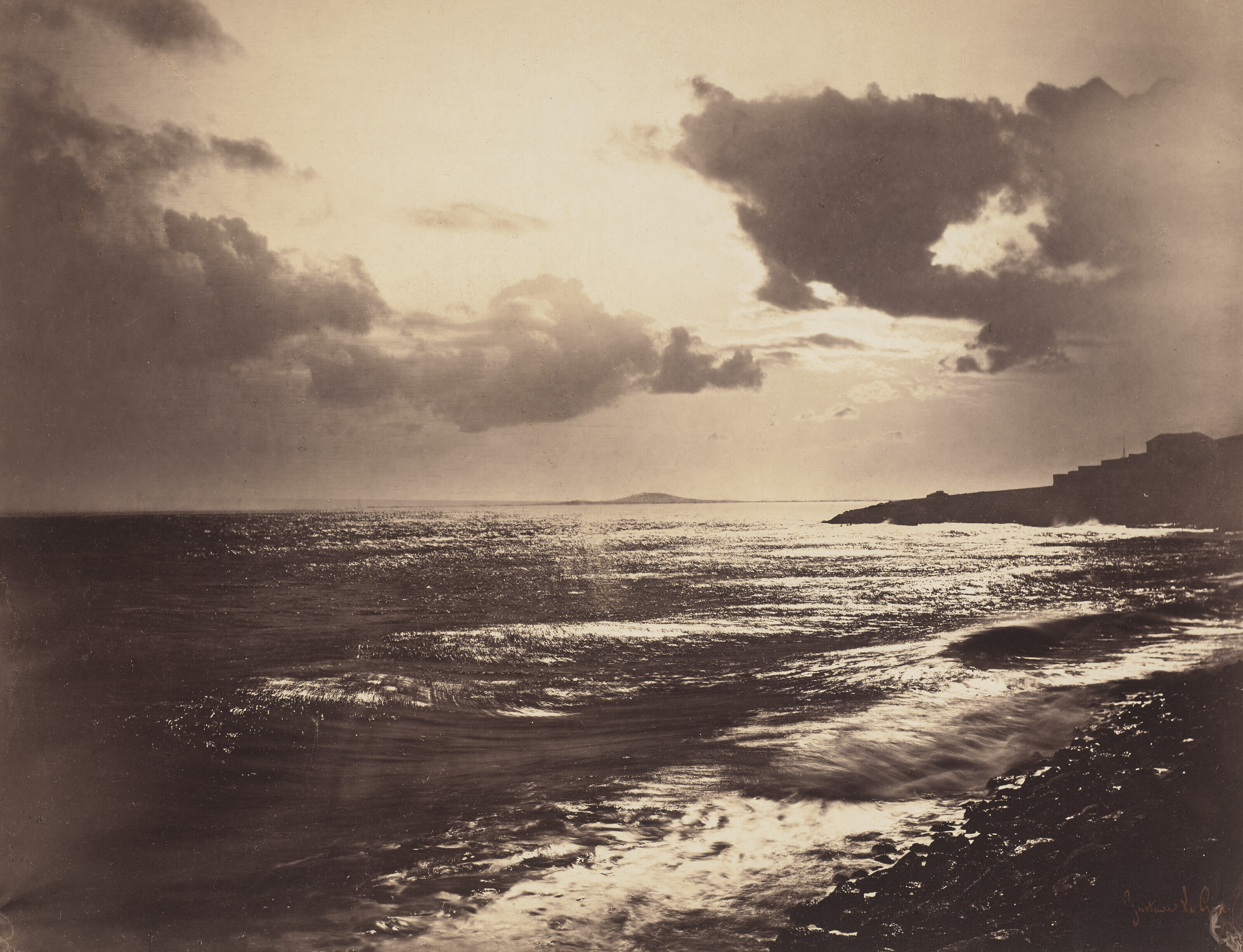 Gustave Le Gray (1820-1884), Large Wave, Mediterranean Sea, c. 1855-1860. Albumen print, mounted on board. Image/sheet: 12&frac12; x 16⅜ in (31.7 x 41.5). Estimate: $30,000-50,000. Offered in Photographs from the Richard Gere Collection on 23 March-7 April 2022 at Christie's Online