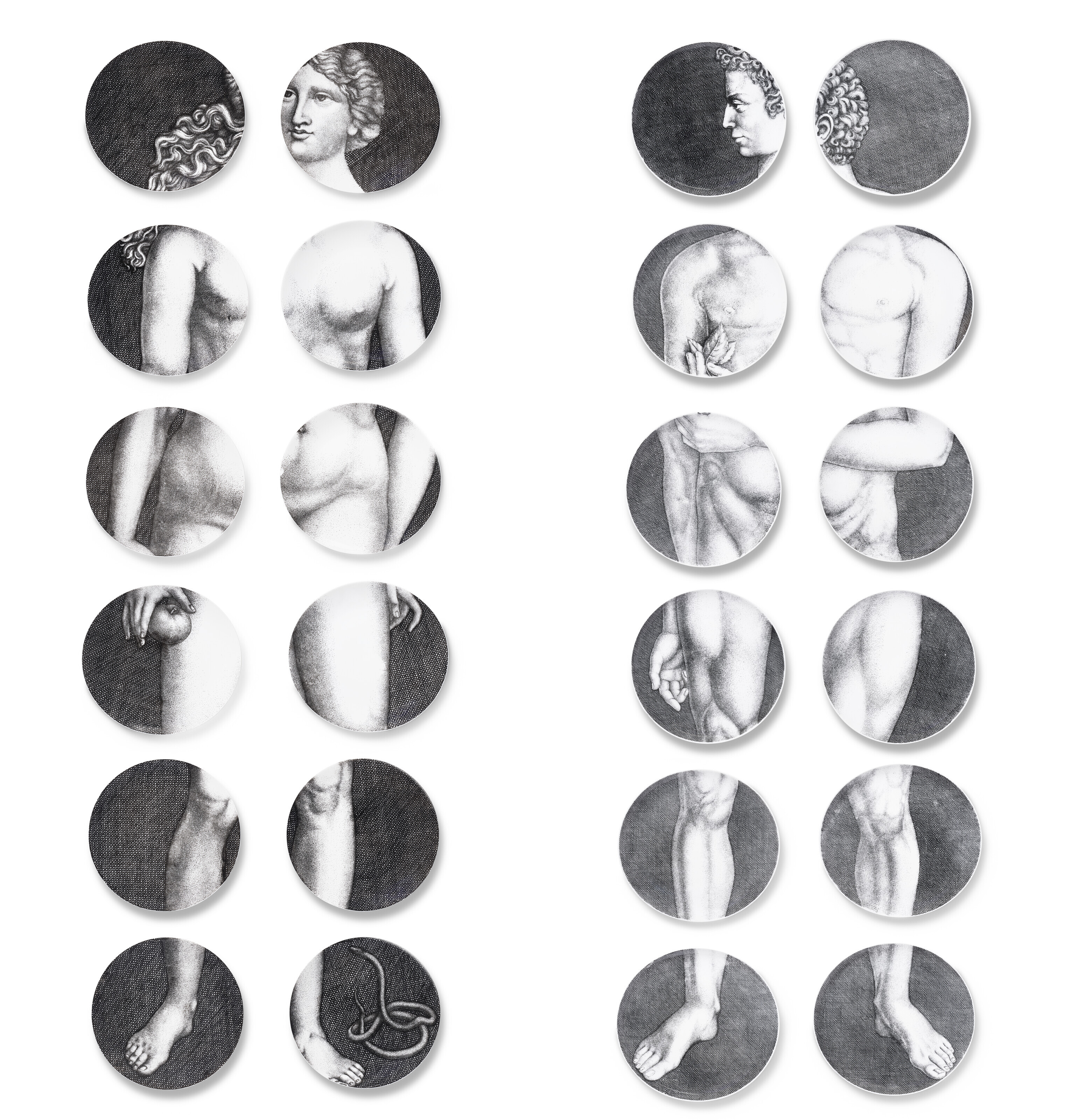 PIERO FORNASETTI (1913-1988), Set of Twenty-Four 'Adam and Eve