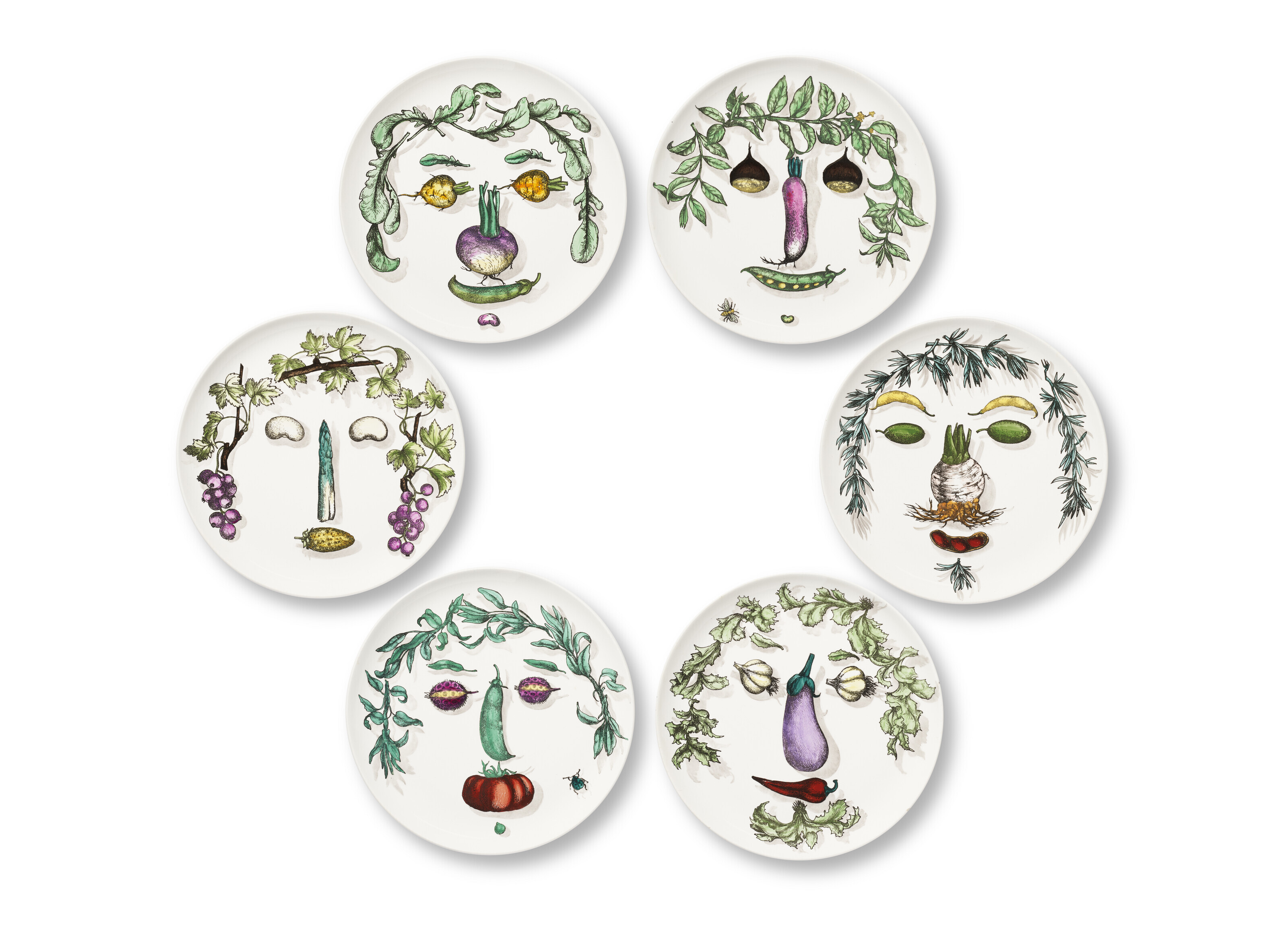PIERO FORNASETTI (1913-1988), Set of Twenty-Four 'Adam and Eve
