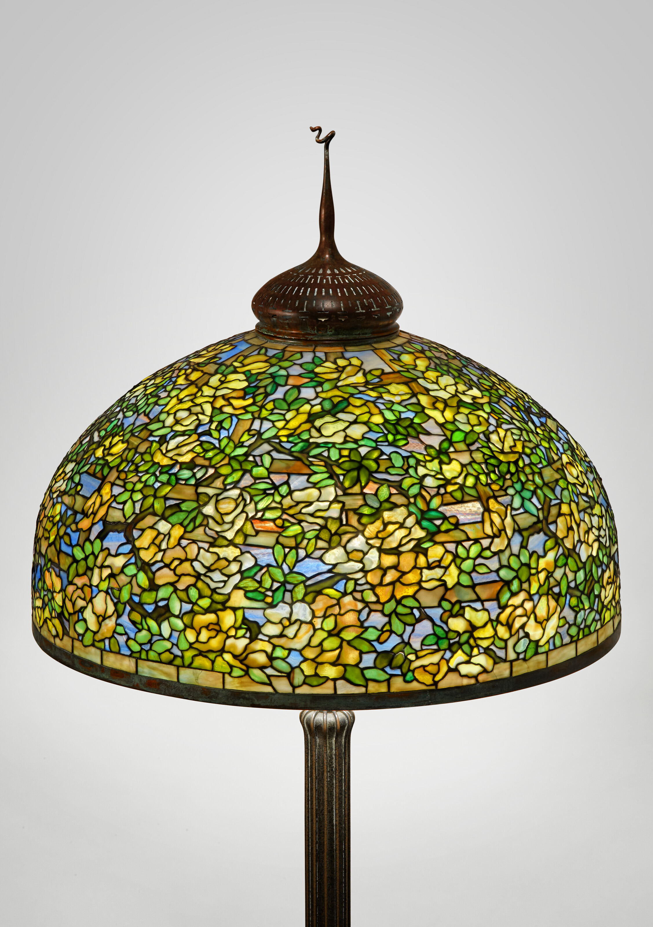 TIFFANY STUDIOS, Rare 'Yellow Rose' Floor Lamp, circa 1905