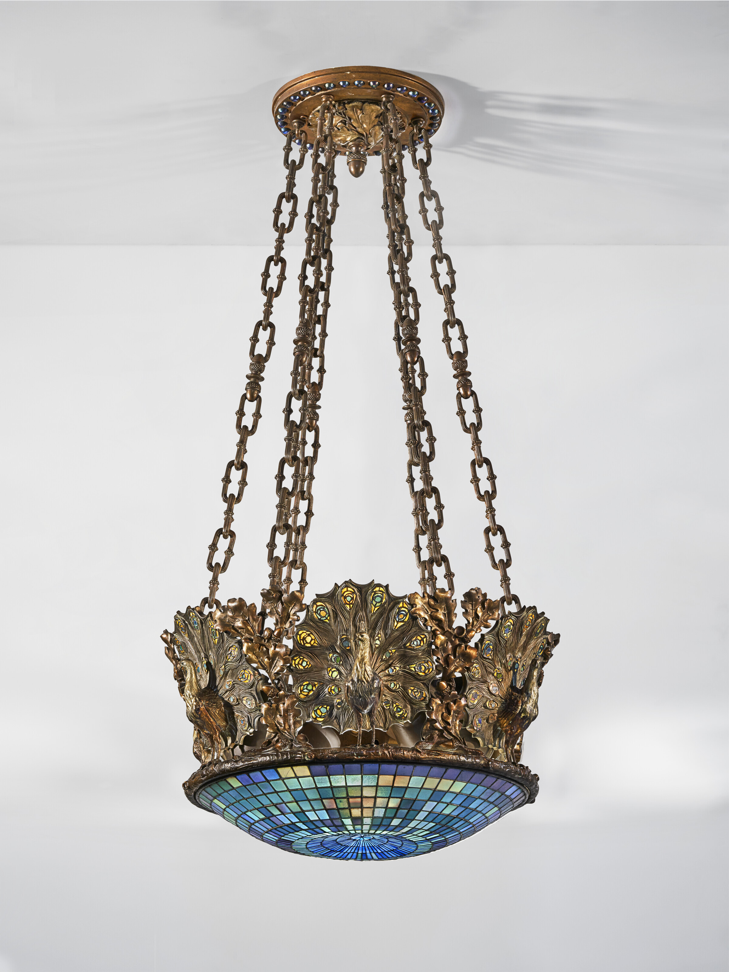 TIFFANY STUDIOS, 'Peacock' Chandelier from Anita Baldwin's